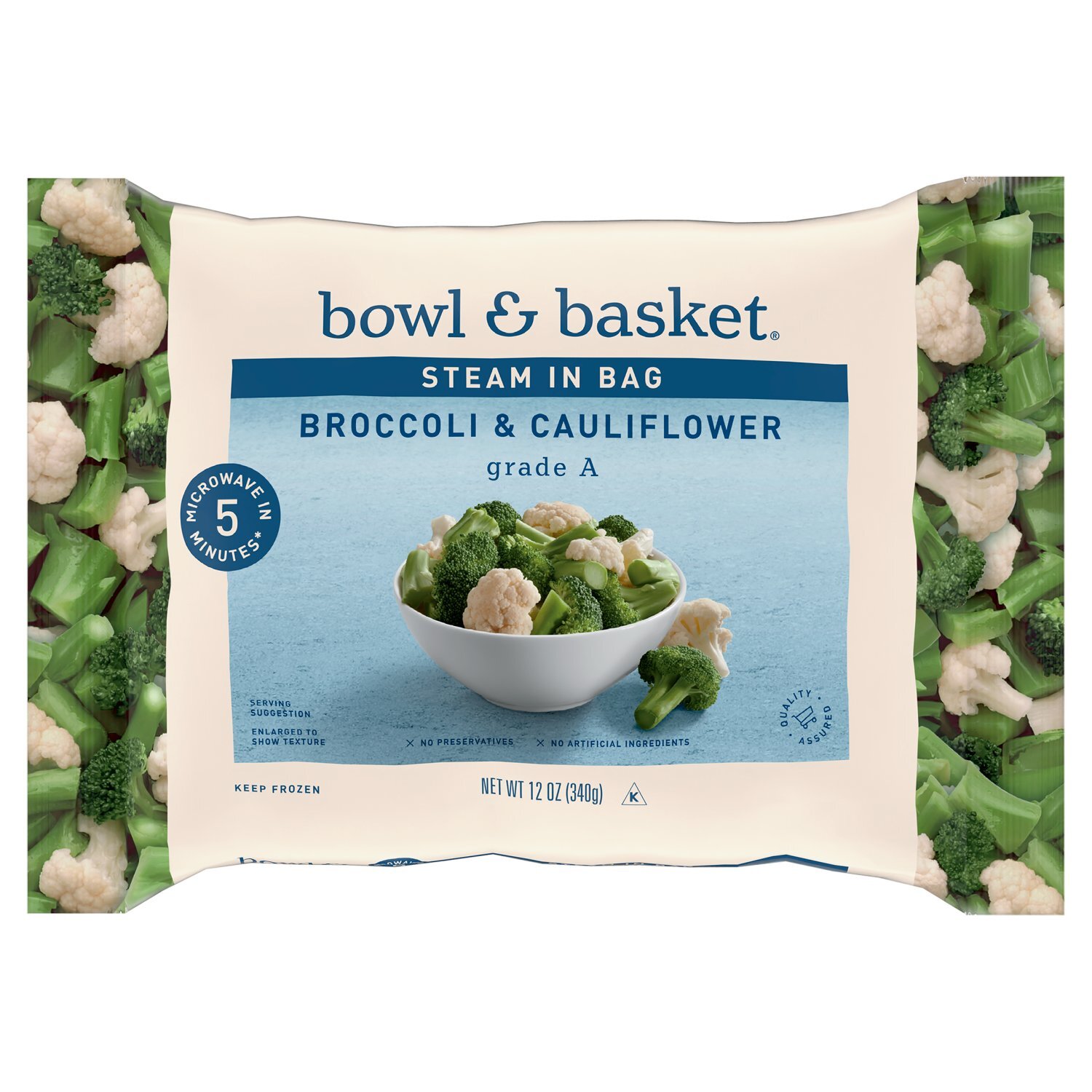 Bowl & Basket Steam in Bag Broccoli & Cauliflower, 12 oz Image 1 of 3