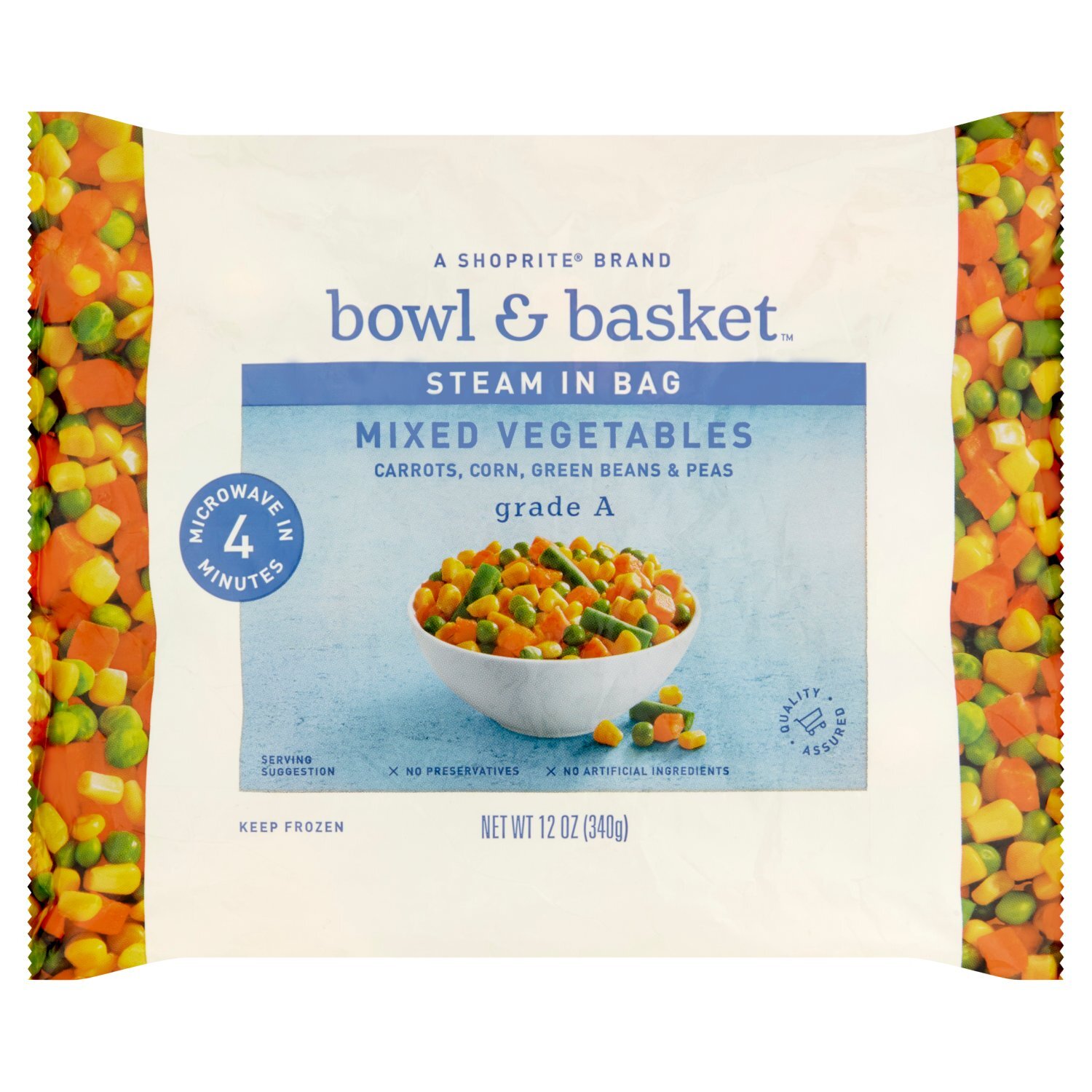 Bowl & Basket Steam in Bag Carrots, Corn, Green Beans & Peas Mixed Vegetables, 12 oz Image 1 of 4