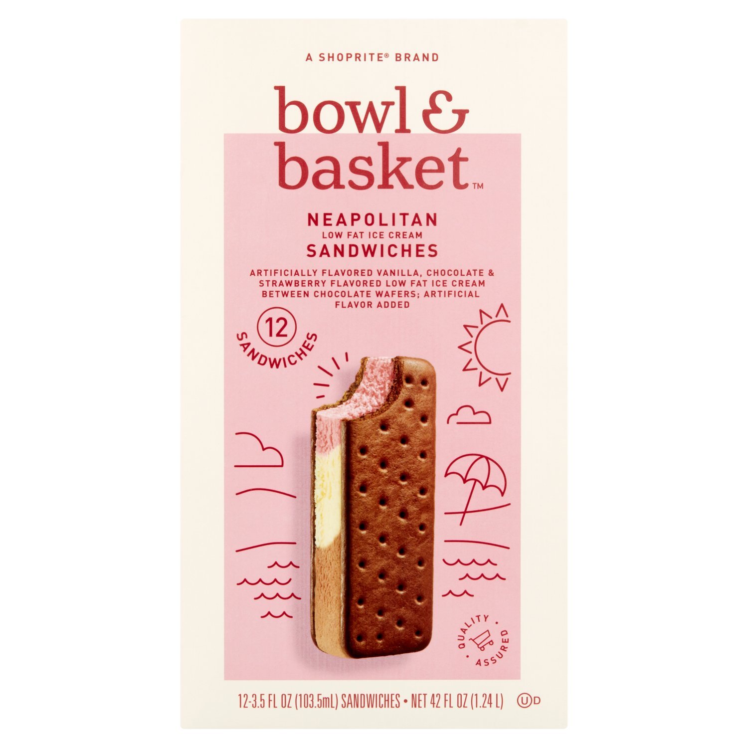 Bowl & Basket Neapolitan Low Fat Ice Cream Sandwiches, 3.5 fl oz