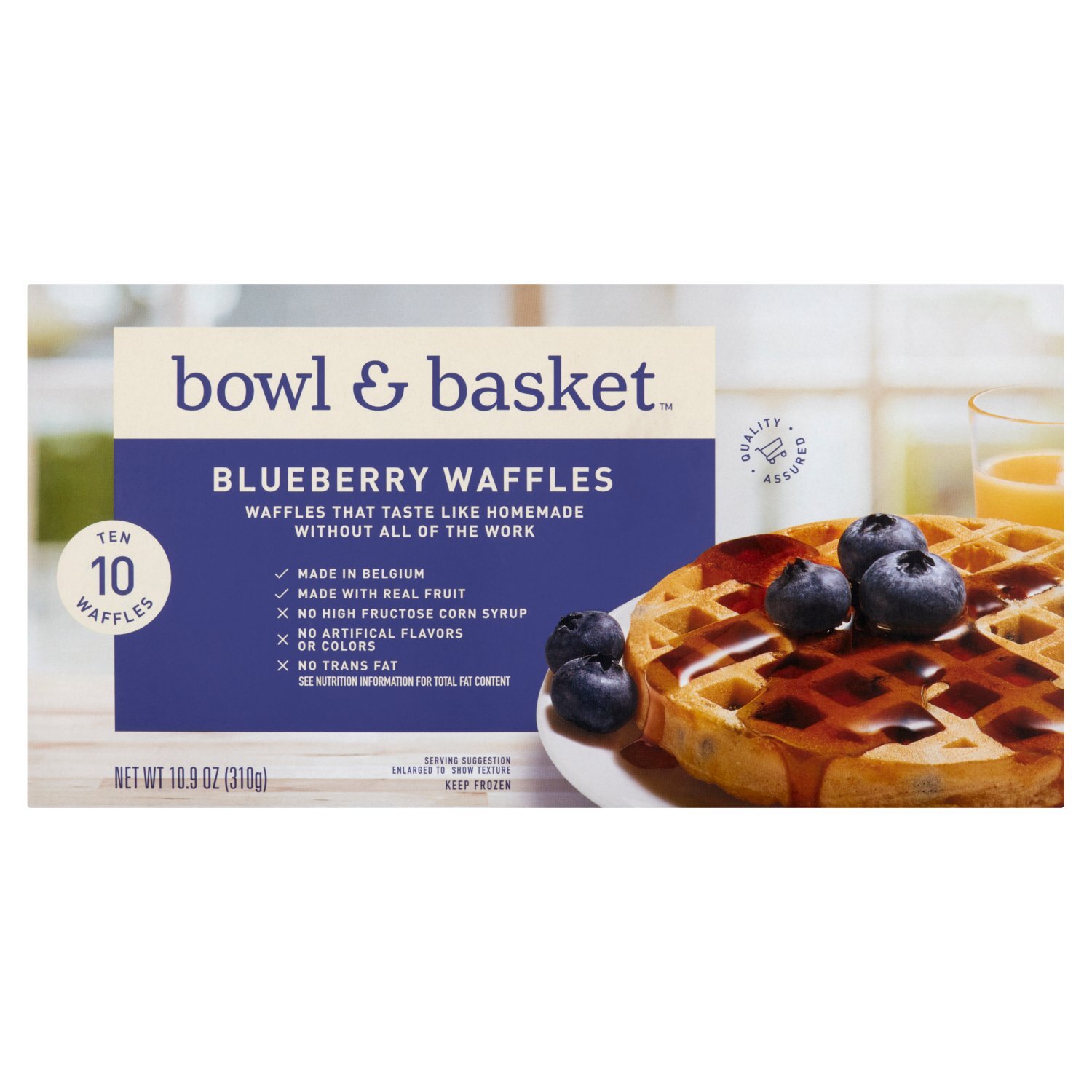 Bowl & Basket Blueberry Waffles, 10 count, 10.9 oz Image 1 of 5