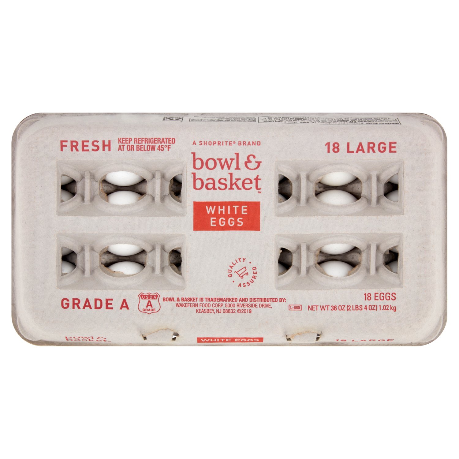 Bowl & Basket Fresh White Eggs, Large, 18 count, 36 oz - The Fresh