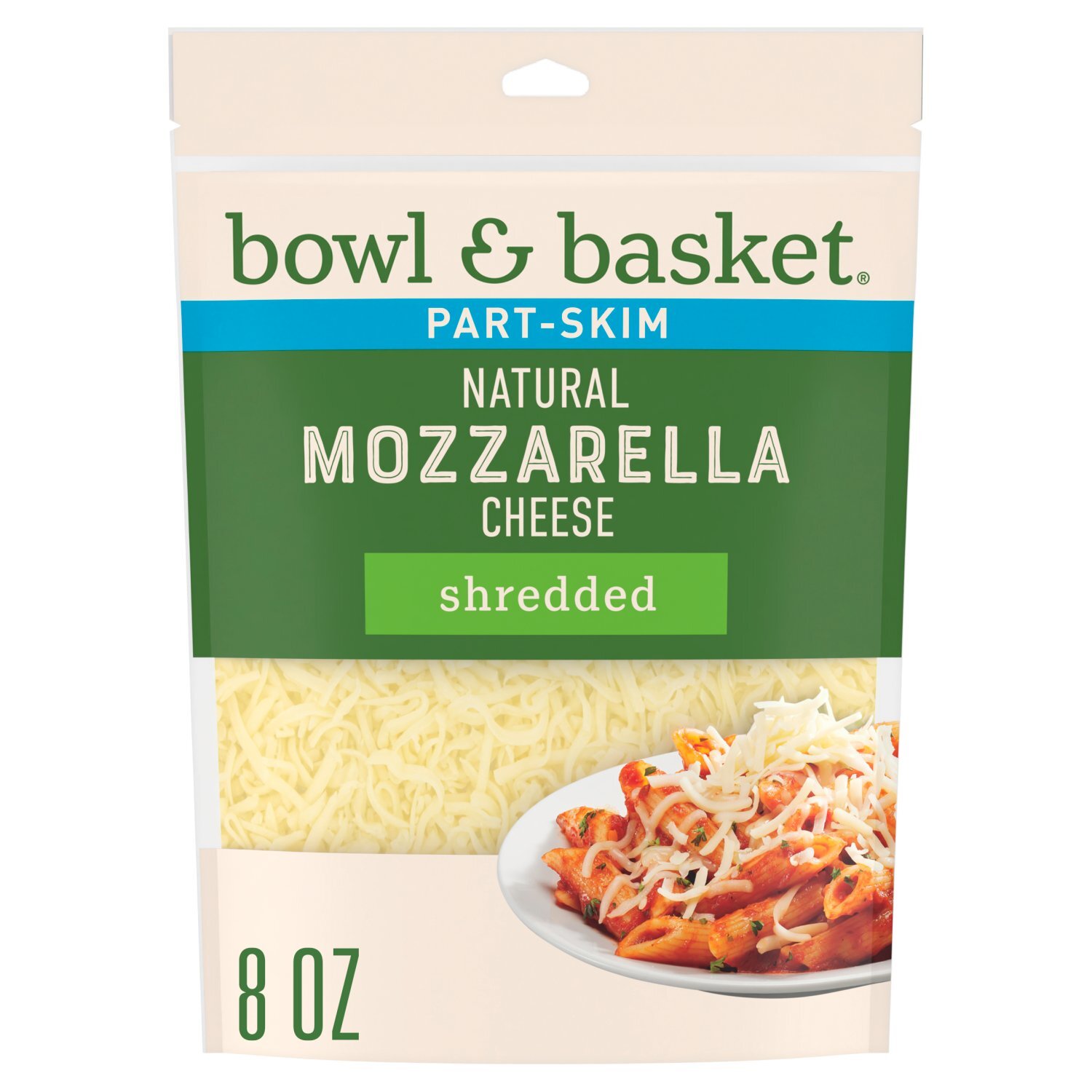 Bowl & Basket Part-Skim Shredded Mozzarella Natural Cheese, 8 oz Image 1 of 3