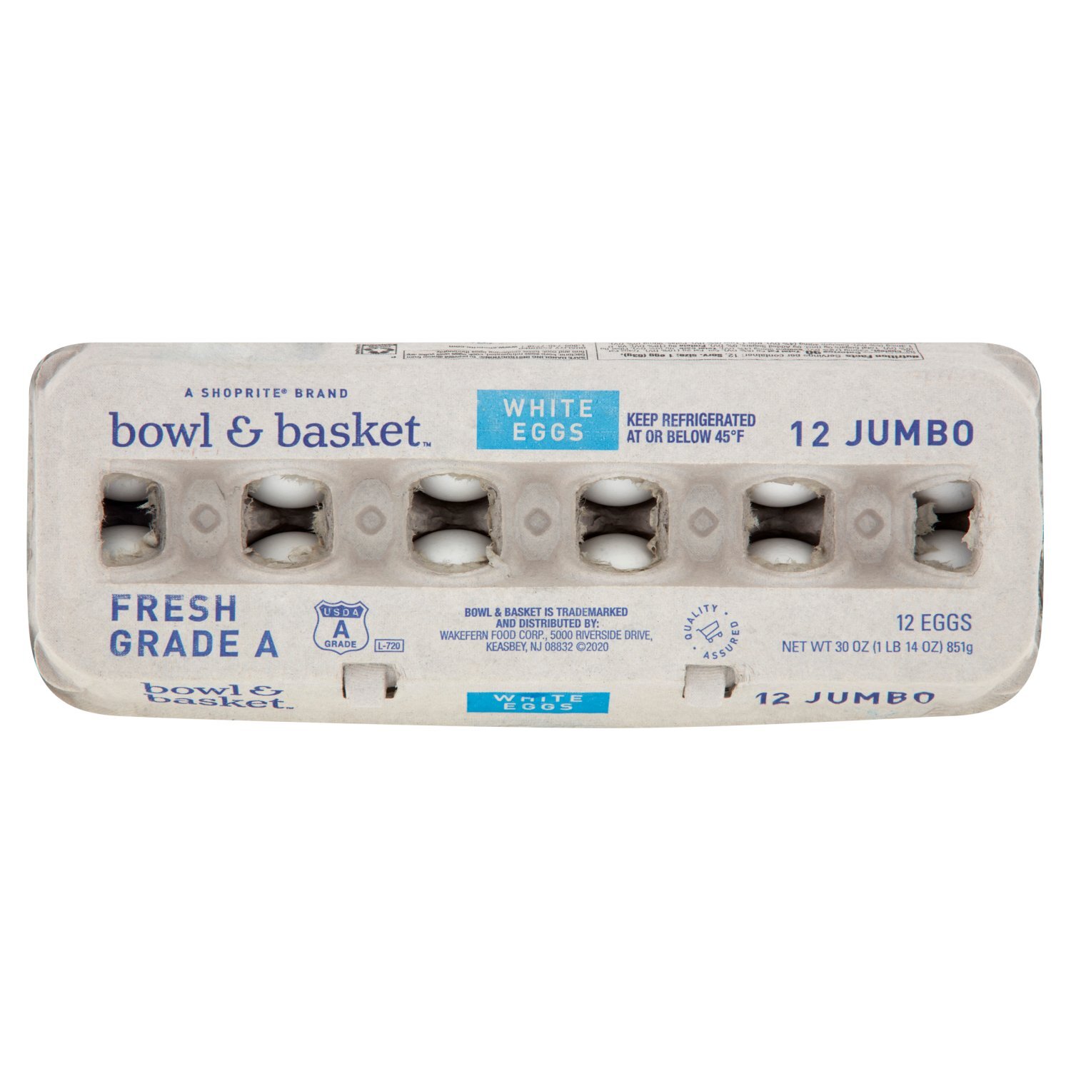 Bowl & Basket Fresh White Eggs, Jumbo, 12 Count, 24 oz Image 1 of 5