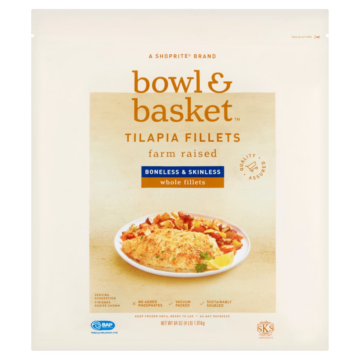 Bowl & Basket Boneless & Skinless Tilapia Fillets, 64 oz Image 1 of 5
