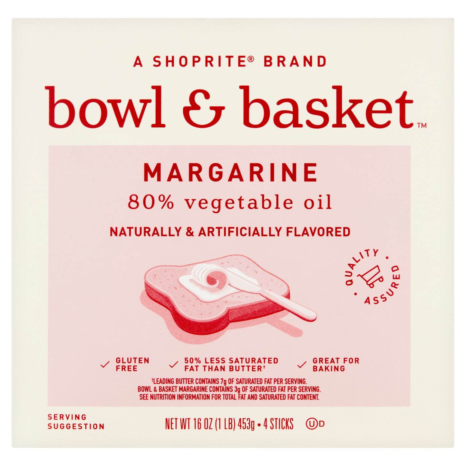 Bowl & Basket 80% Vegetable Oil Margarine, 4 count, 16 oz Image 1 of 5