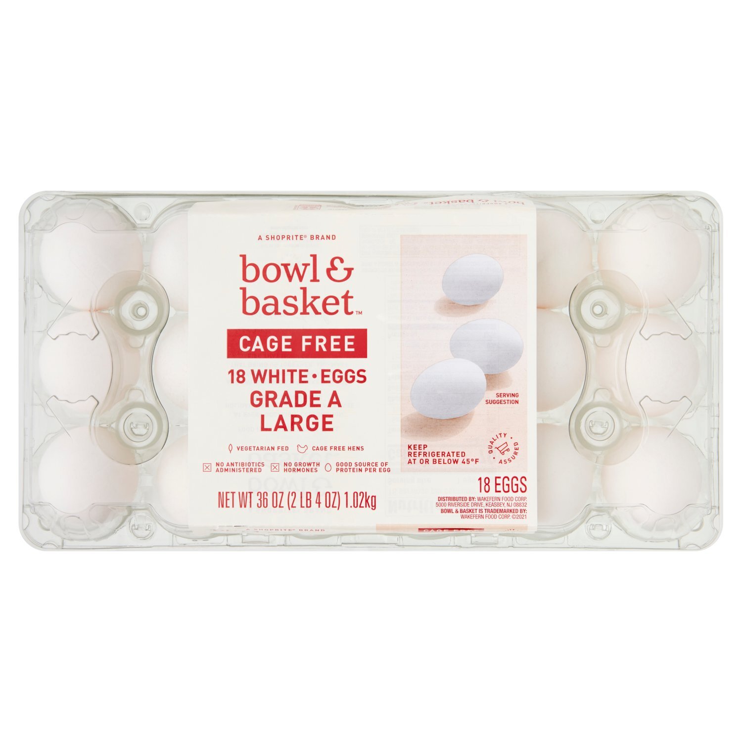 Bowl & Basket Cage Free White Eggs, Large, 18 Count, 36 oz Image 1 of 5