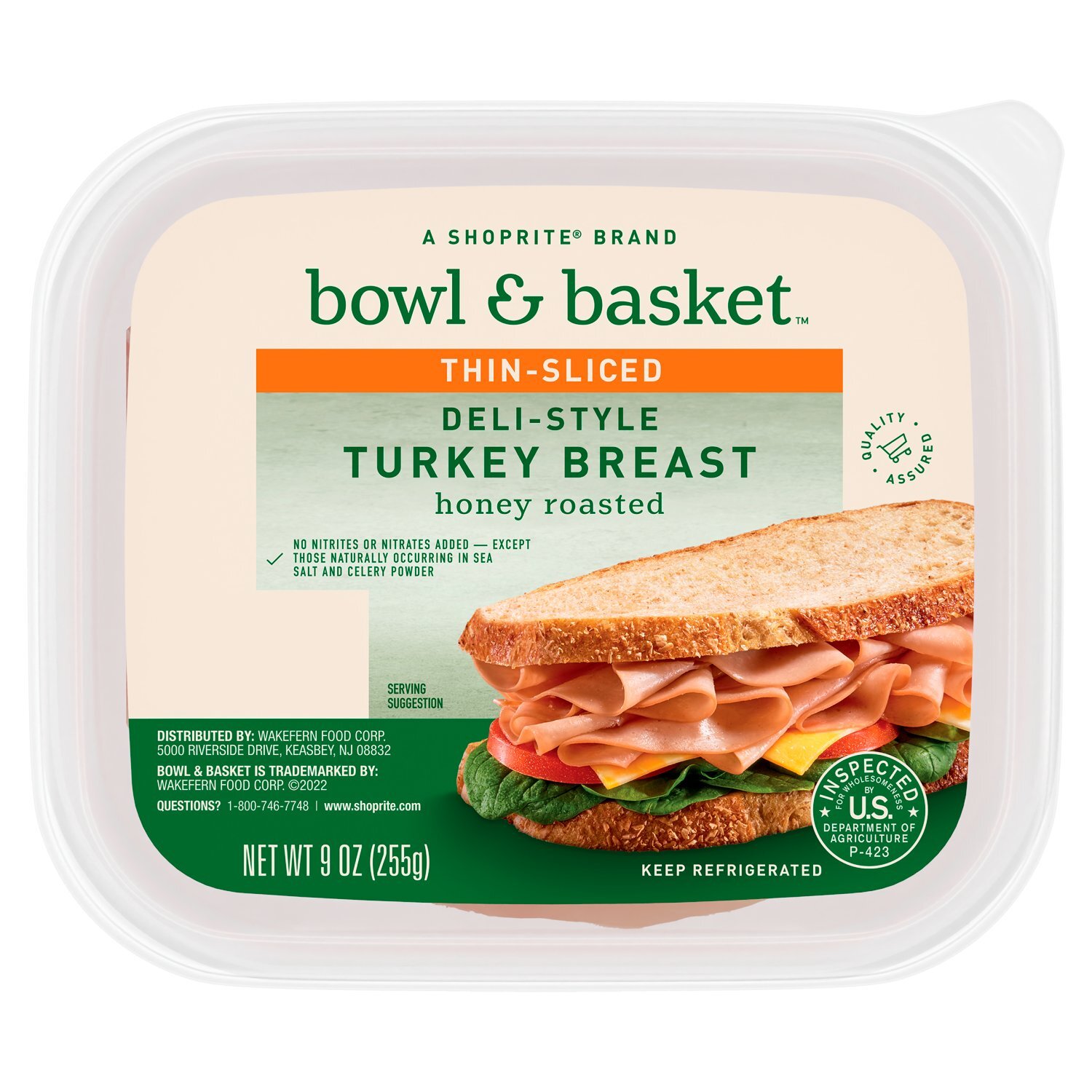 Bowl & Basket Honey Roasted Thin-Sliced Deli-Style Turkey Breast, 9 oz