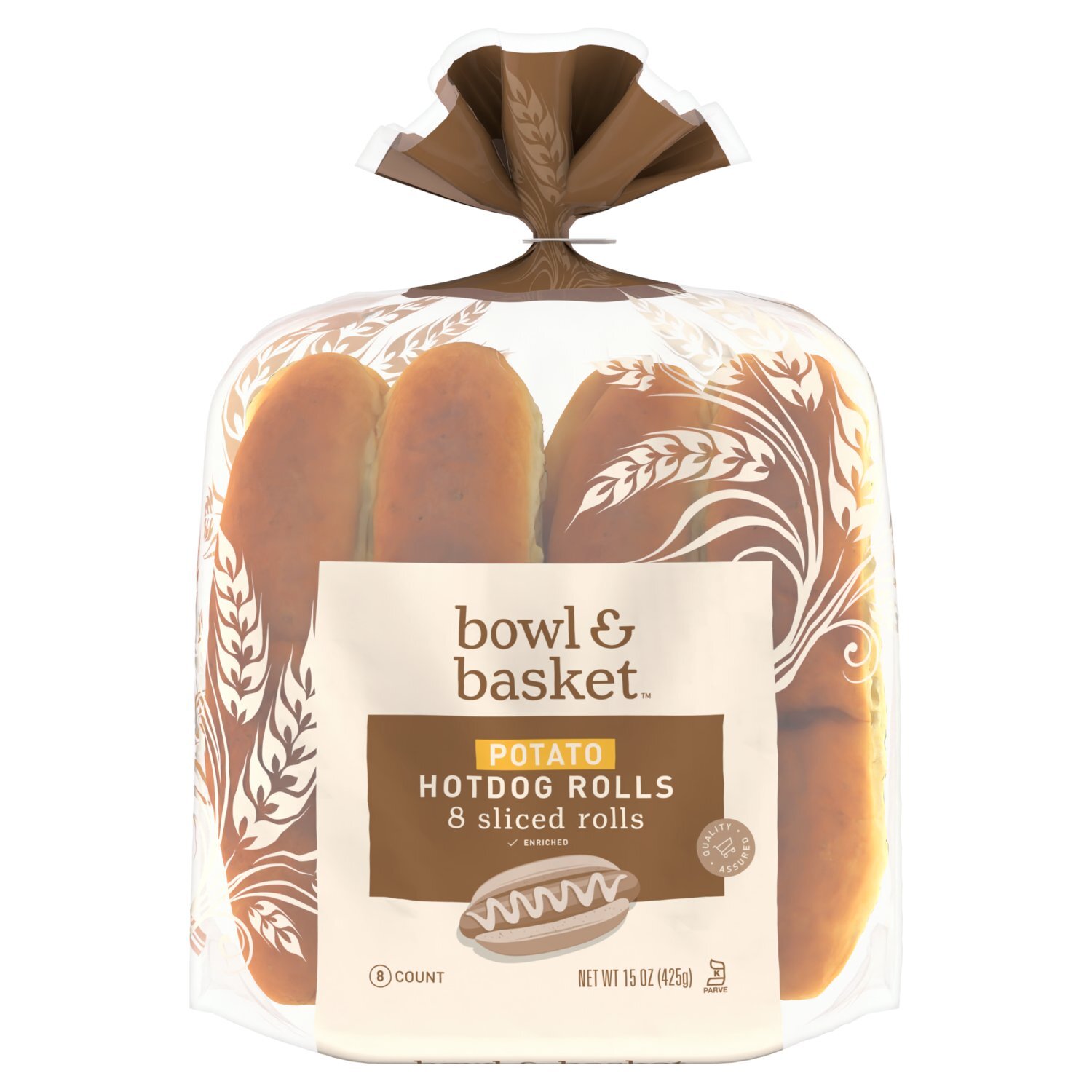 Bowl & Basket Enriched Sliced Potato Hotdog Rolls, 8 count, 15 oz Image 1 of 3
