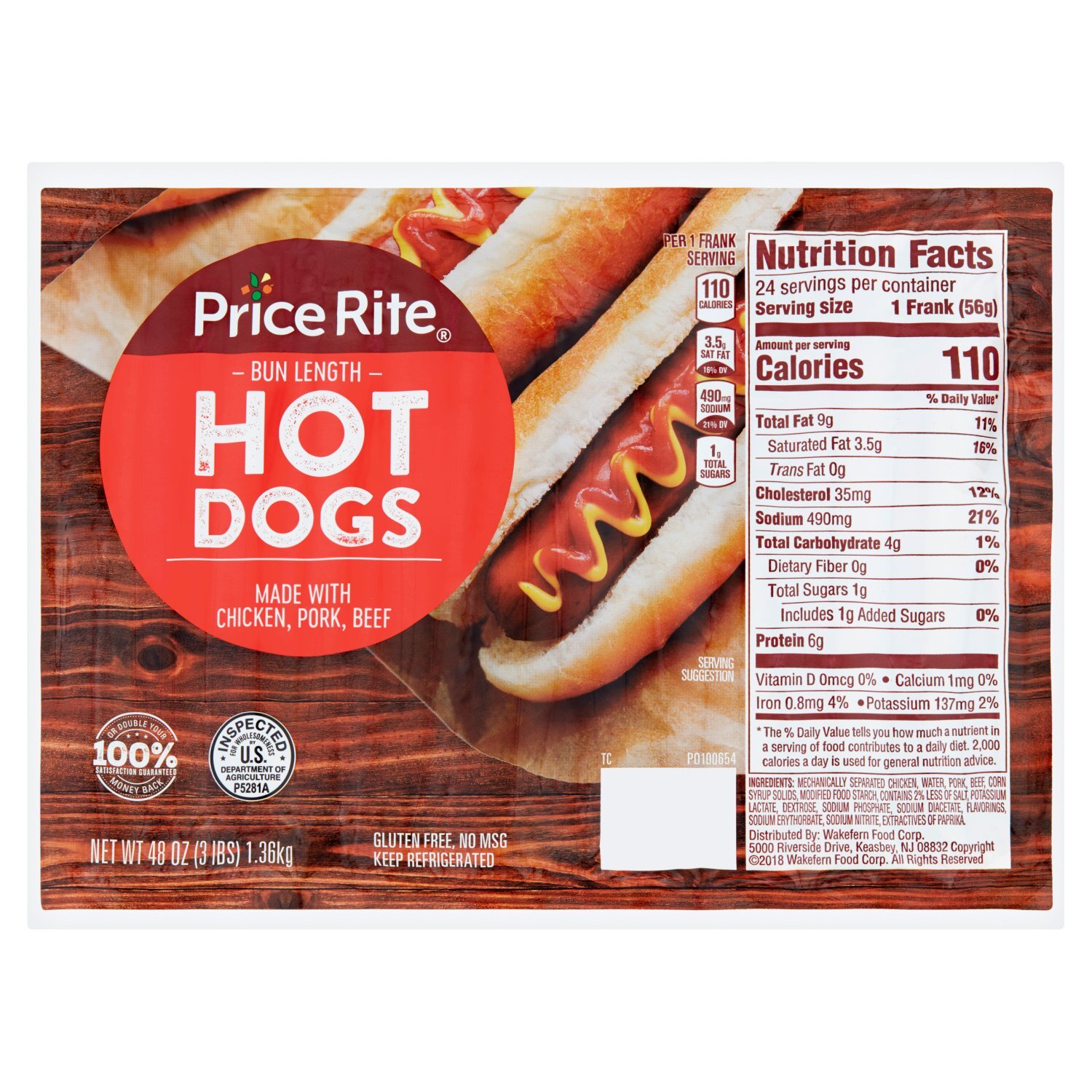 Price Rite Bun Length Hot Dogs, 48 oz - Price Rite