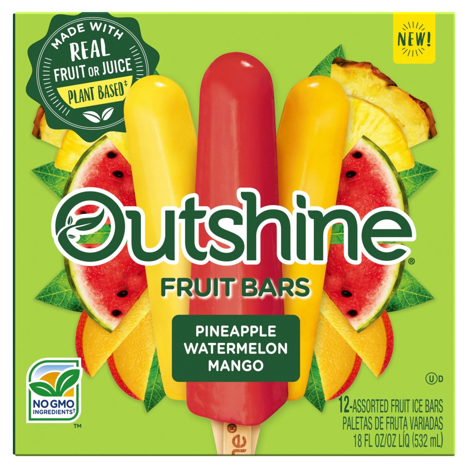 Outshine Pineapple Watermelon Mango Assorted Fruit Ice Bars, 12 count, 18 fl oz Image 1 of 7