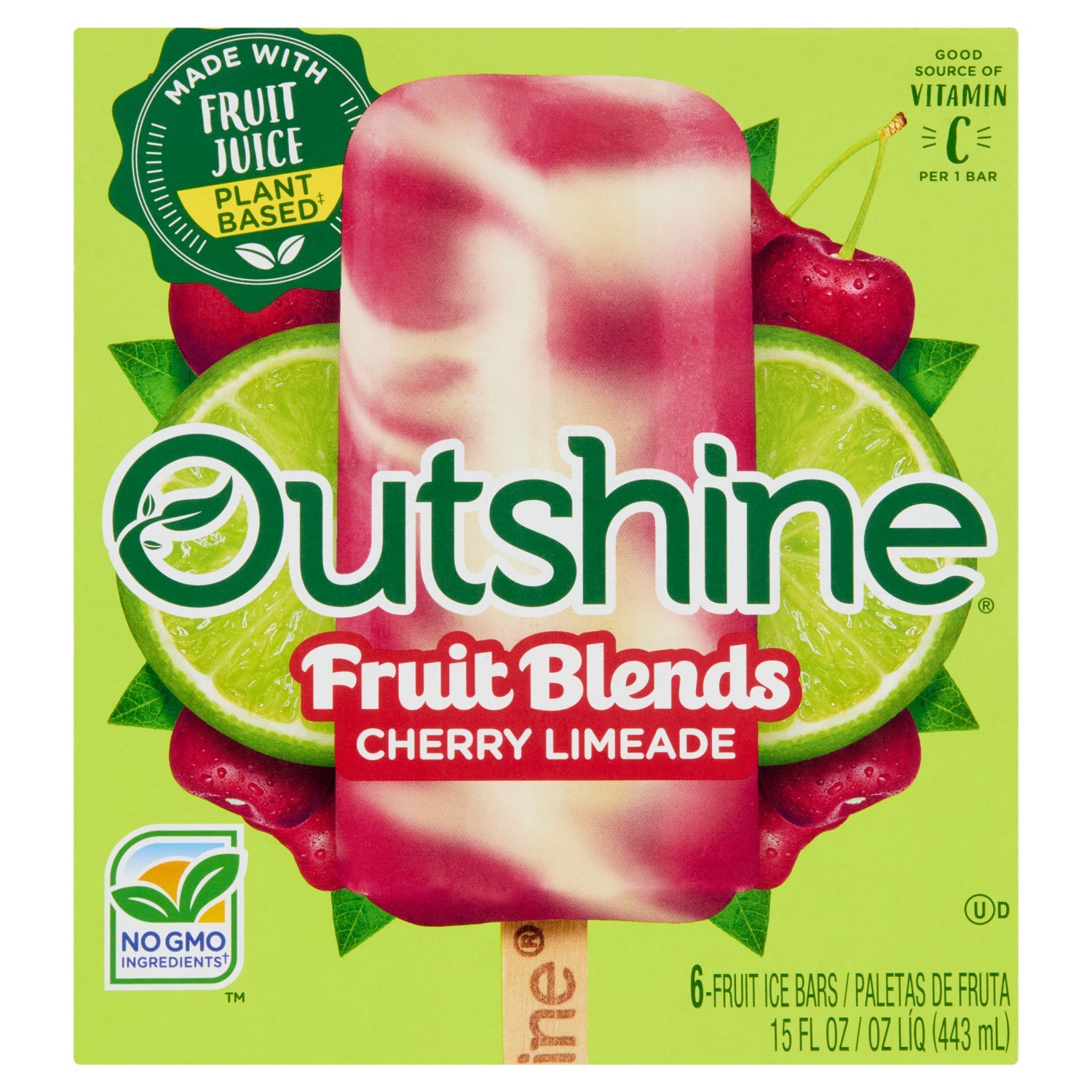 Outshine Cherry Limeade Fruit Blends Ice Bars, 6 count, 15 fl oz