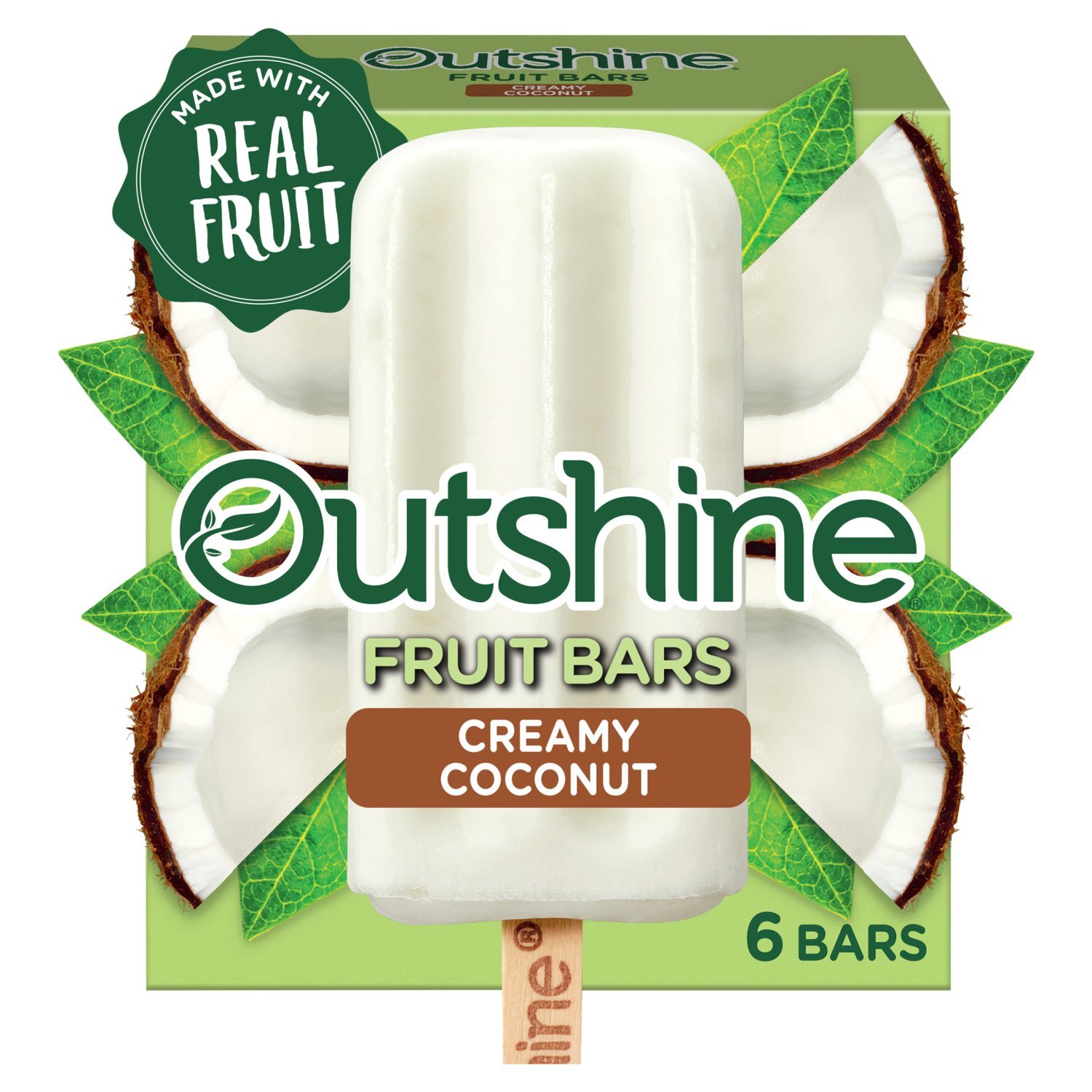 Outshine Creamy Coconut Fruit and Dairy Bars, 6 count, 15 fl oz Image 1 of 9