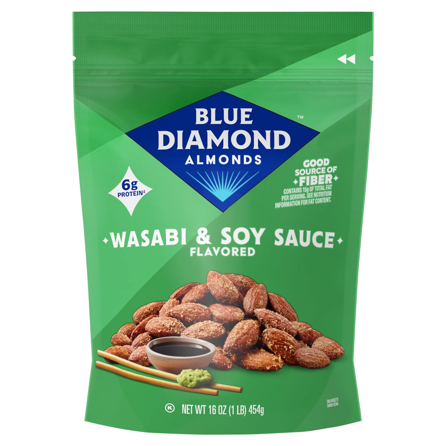 Blue Diamond Almonds Wasabi & Soy Sauce Flavored Almonds, 16 oz Image 1 of 10