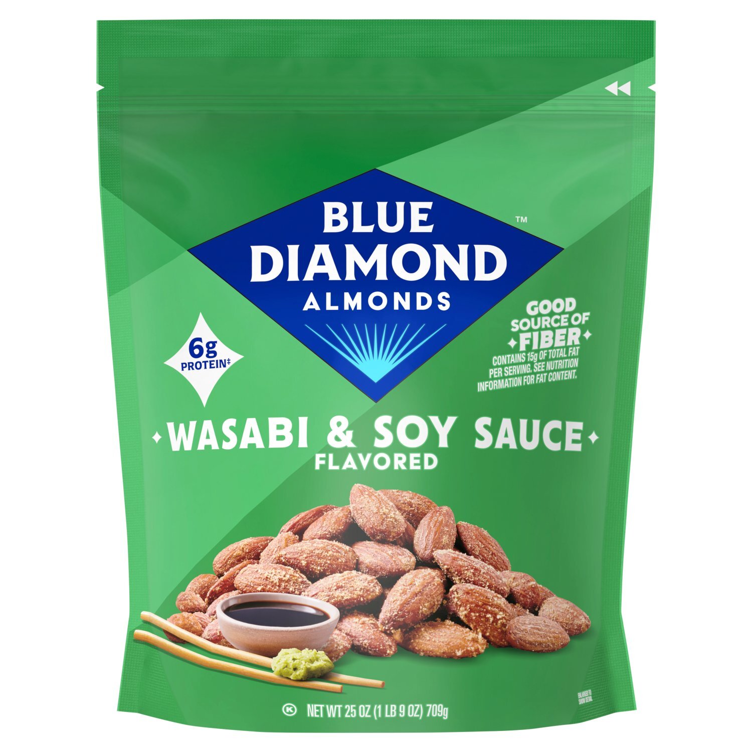 Blue Diamond Almonds Wasabi & Soy Sauce Flavored Almonds, 25 oz Image 1 of 8