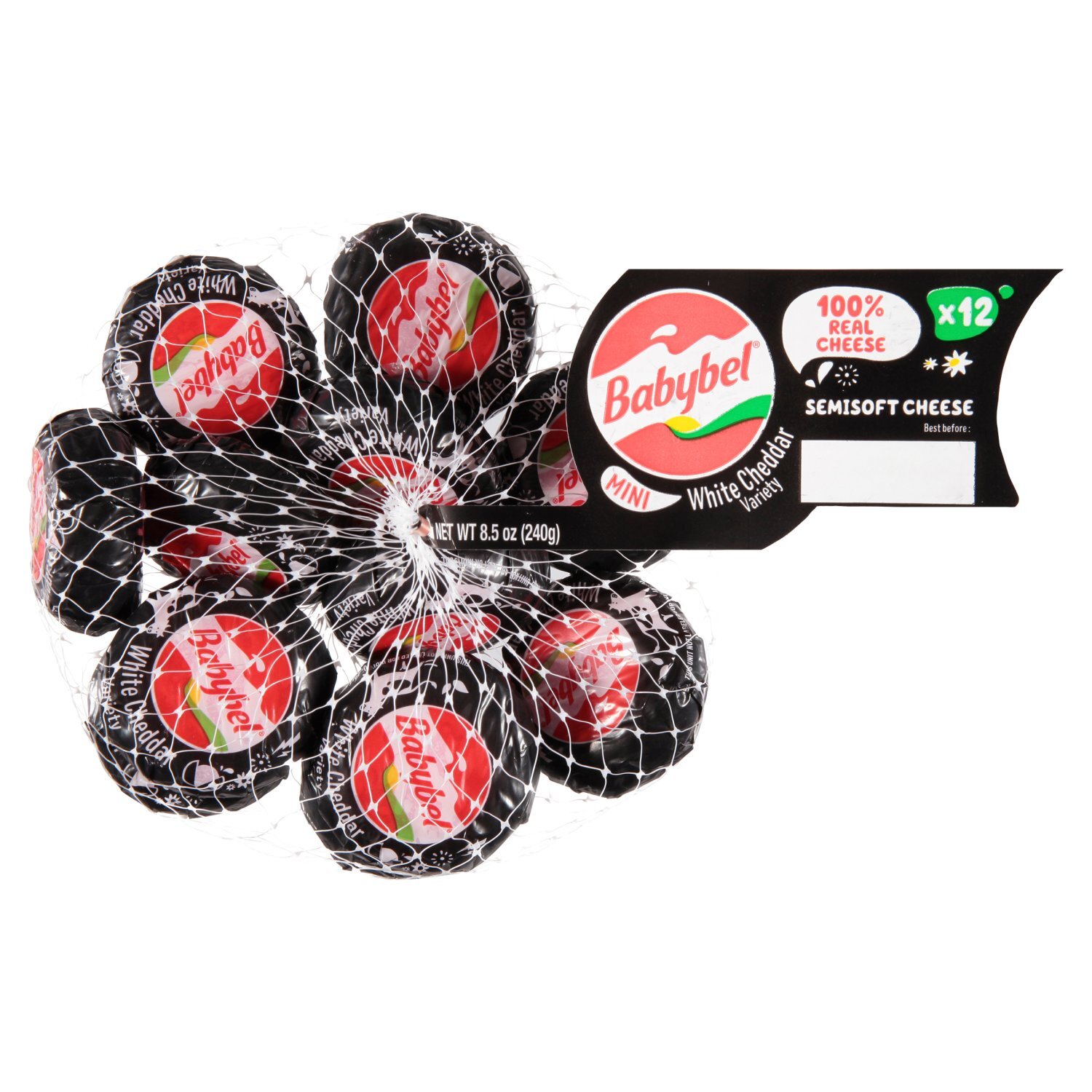 Babybel Mini White Cheddar Variety Semisoft Cheese, 12 count, 8.5