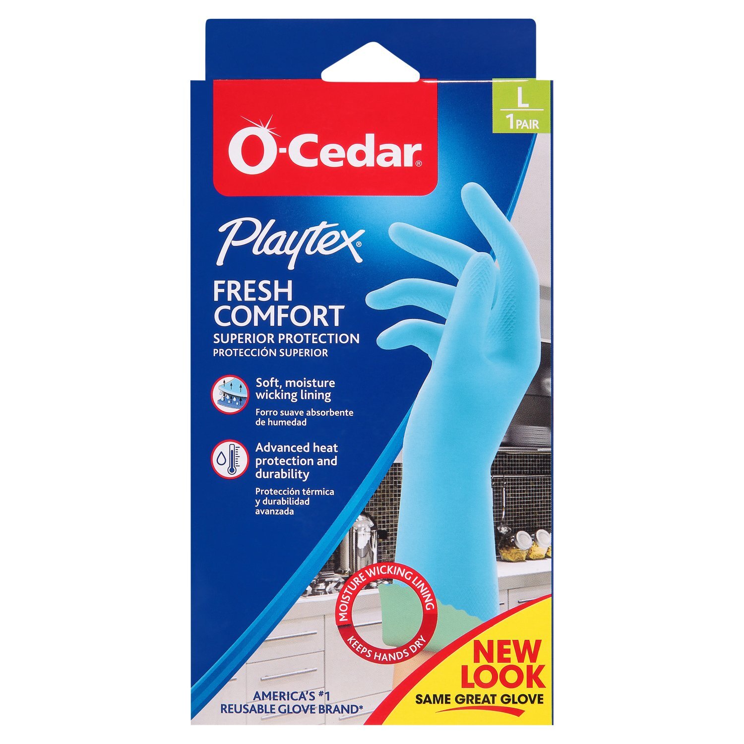 O-Cedar Playtex Fresh Comfort Superior Protection Gloves, L, 1 pair Image 1 of 12