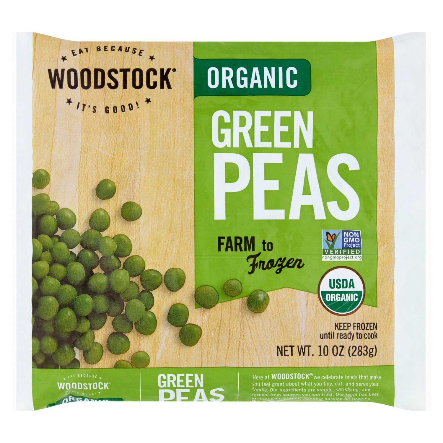 Woodstock Organic Green Peas, 10 oz Image 1 of 6