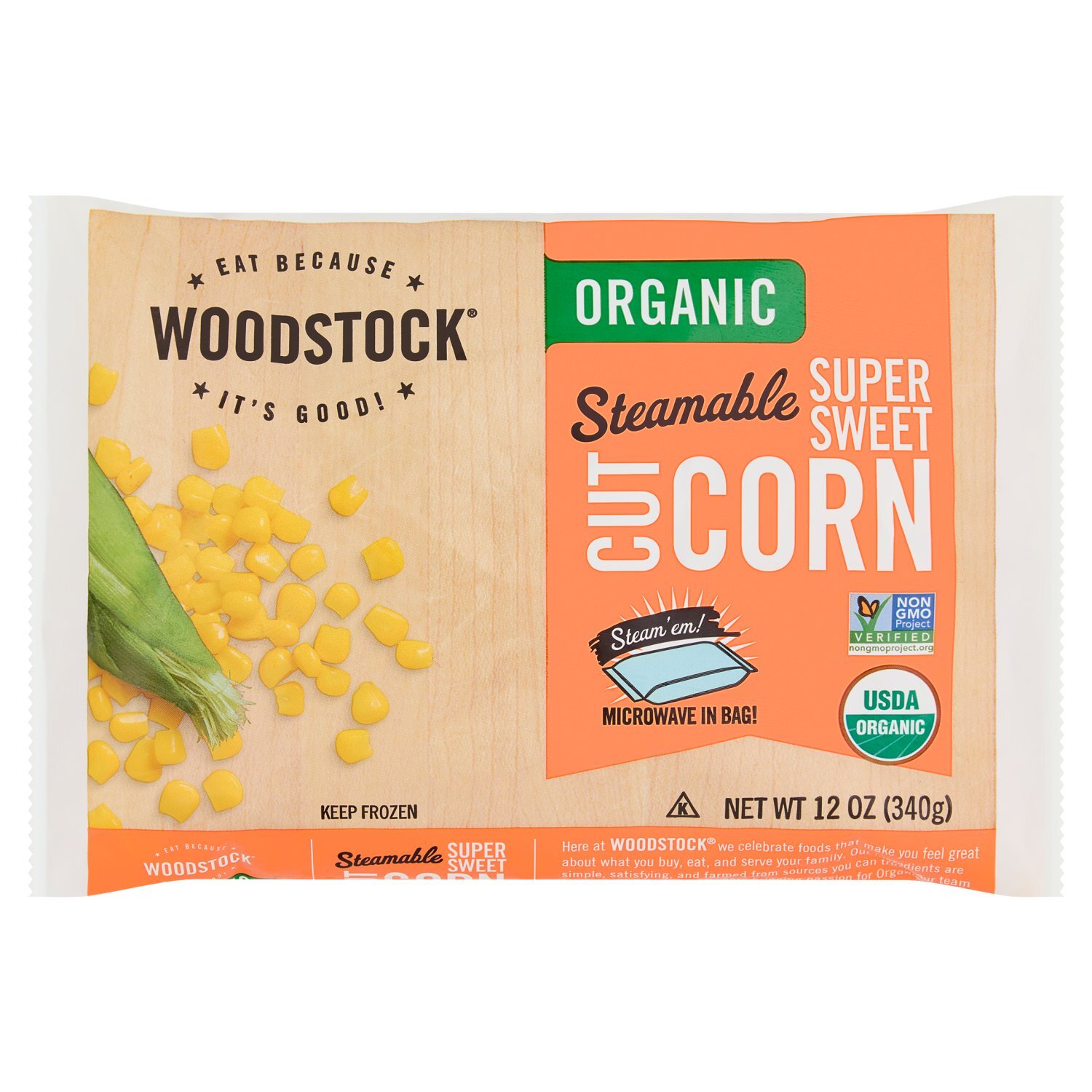 Woodstock Organic Steamable Super Sweet Cut Corn, 12 oz Image 1 of 5