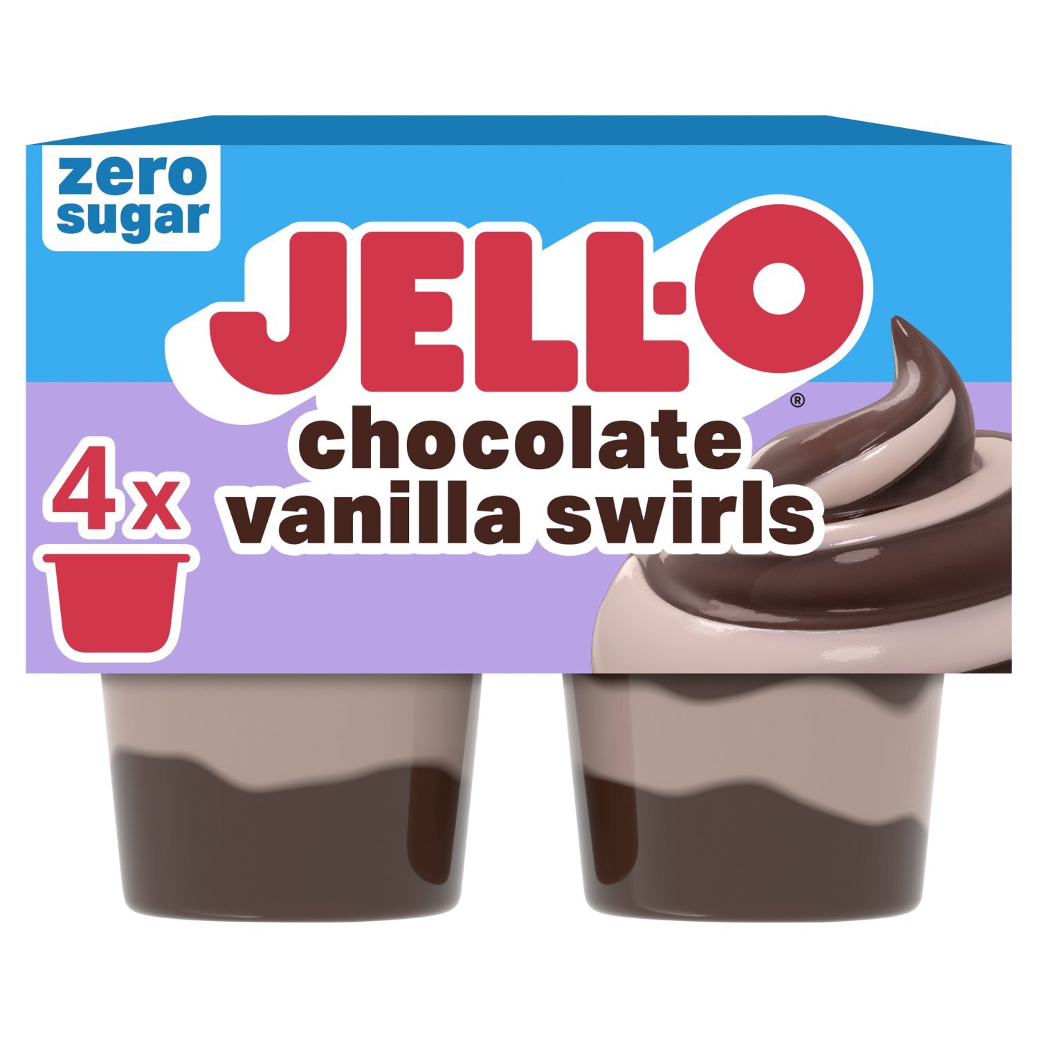 Jell-O Zero Sugar Chocolate Vanilla Swirls Reduced Calorie Pudding