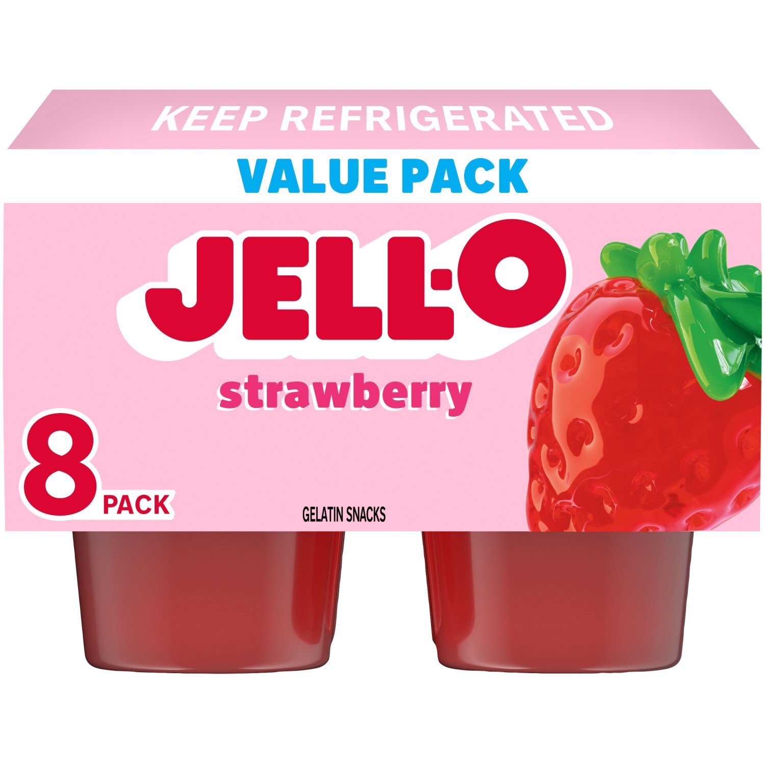 Jell-O Strawberry Gelatin Snacks Value Pack, 8 count, 27 oz Image 1 of 7