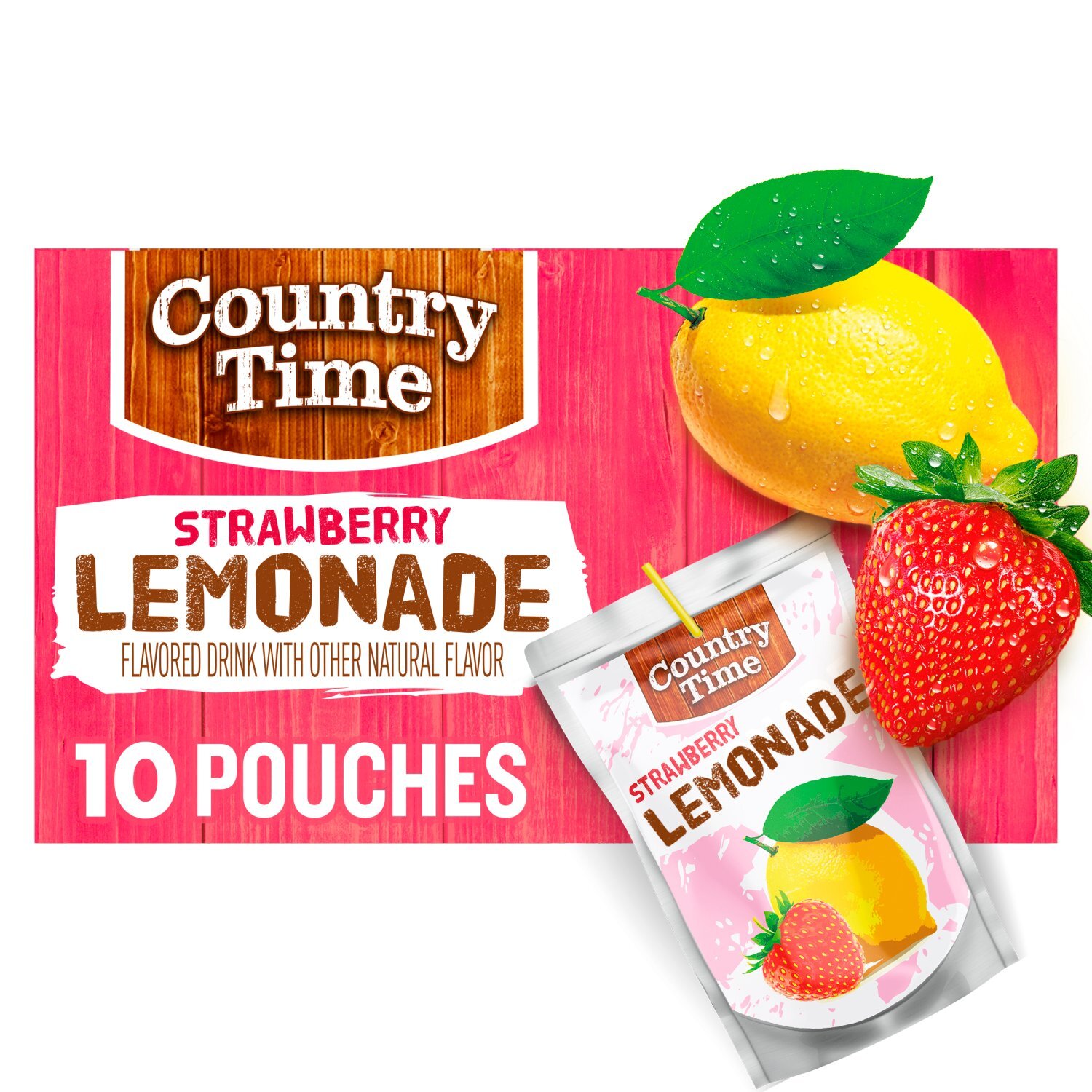 Country Time Strawberry Lemonade Flavored Drink, 6 fl oz, 10 count Image 1 of 7