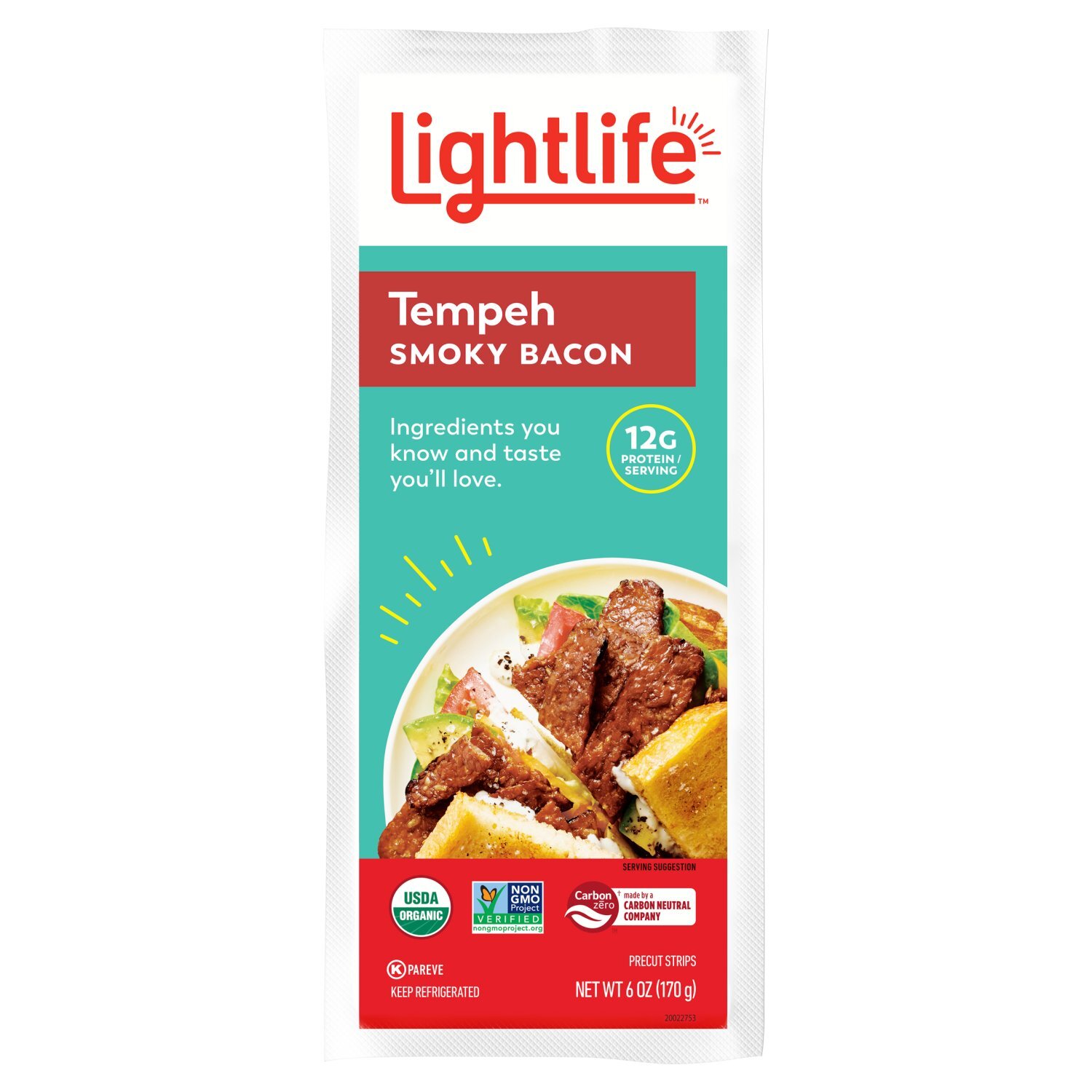 Lightlife Smoky Bacon Precut Strips Tempeh, 6 oz Image 1 of 6