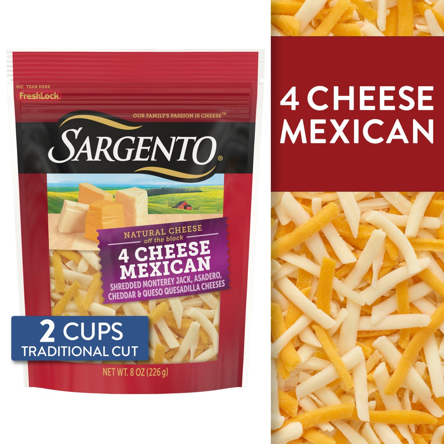Sargento Traditional Cut 4 Cheese Mexican Natural Cheese, 8 oz Image 1 of 16