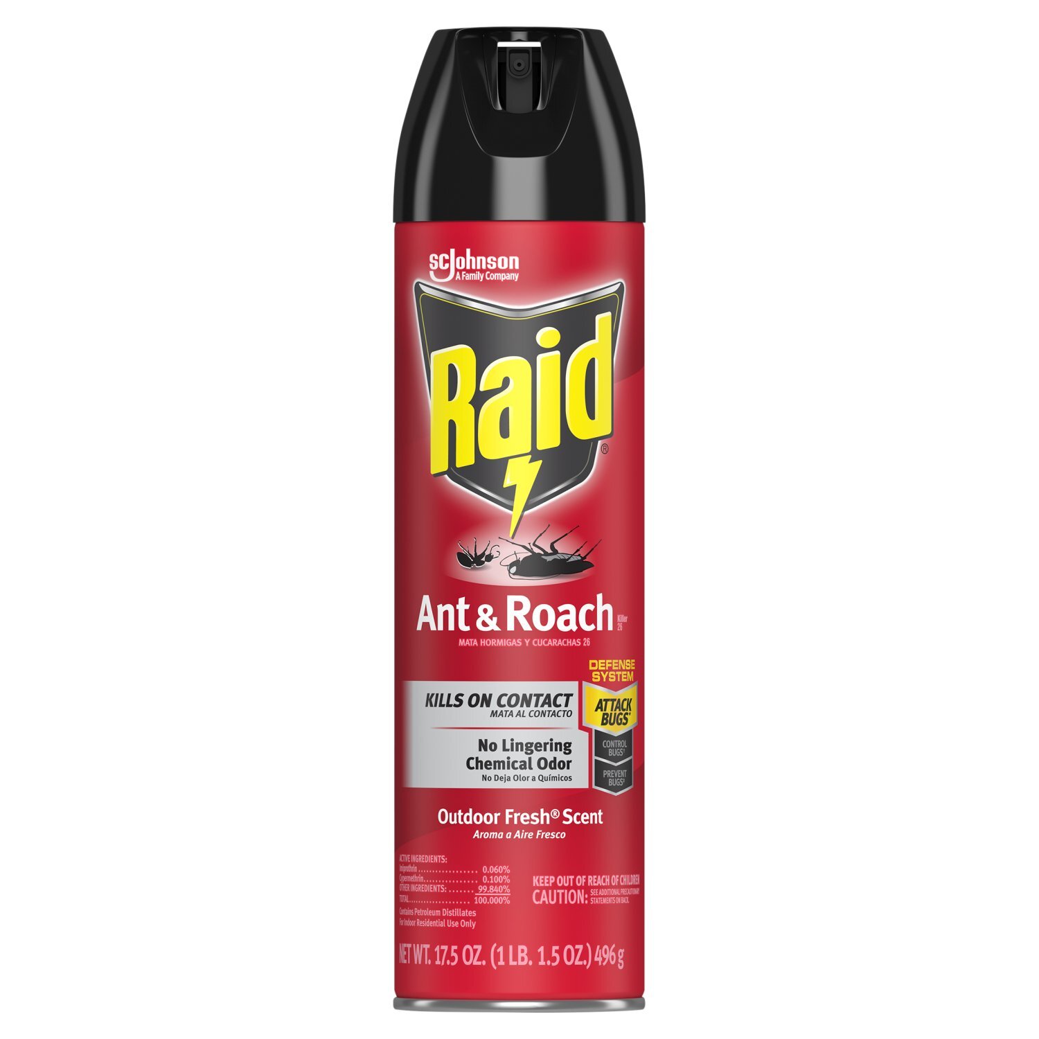 Raid Outdoor Fresh Scent Ant & Roach Killer 26 Spray, 17.5 oz