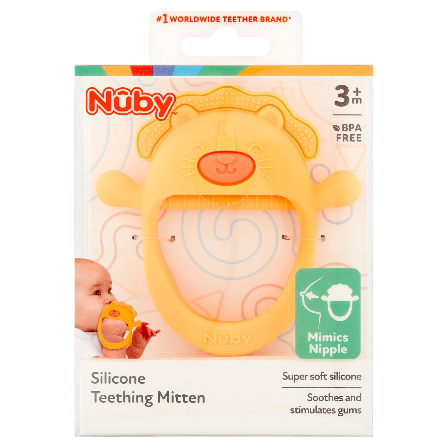 Nûby Silicone Teething Mitten, 3m+ Image 1 of 5