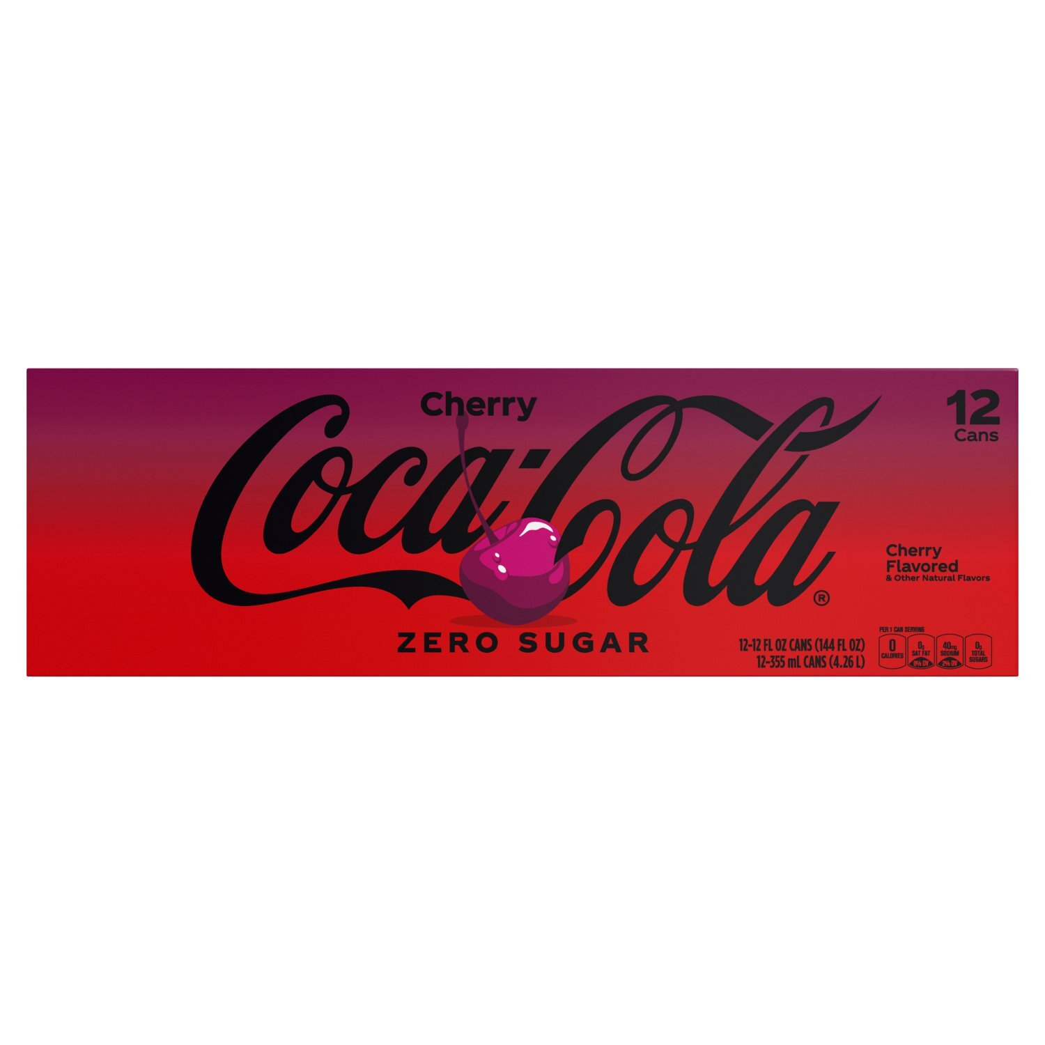 Coca-Cola Zero Sugar Cherry Flavored Cola, 12 fl oz, 12 count