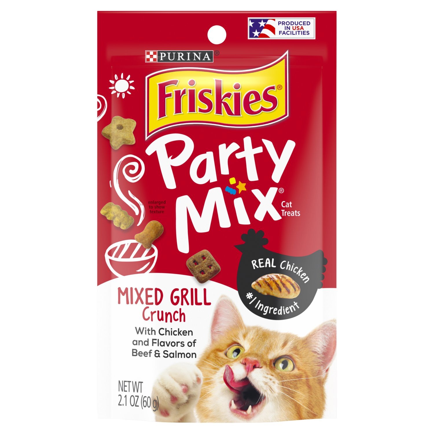 Purina Friskies Party Mix Mixed Grill Crunch Cat Treats, 2.1 oz Image 1 of 9