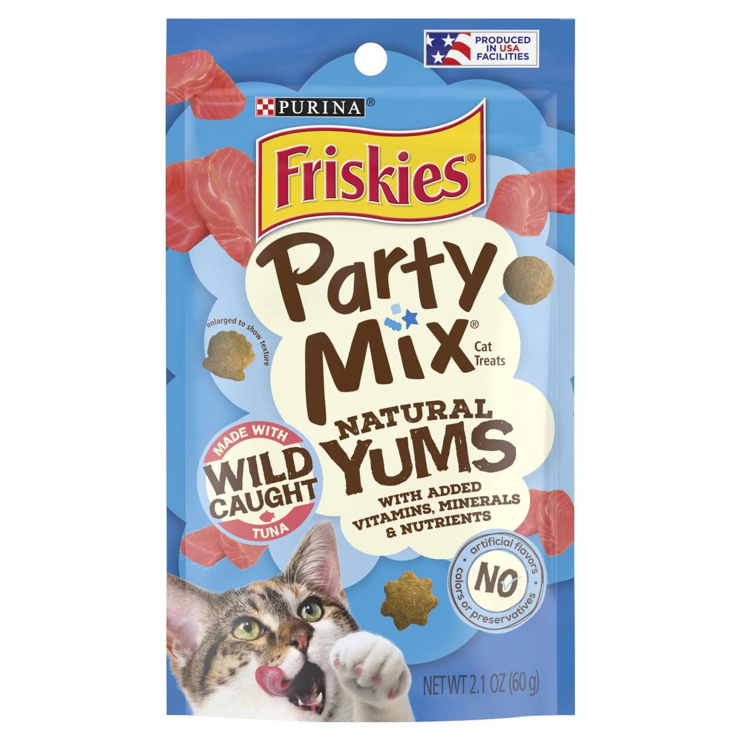 Purina Friskies Party Mix Natural Yums with Wild Caught Tuna Cat Treats, 2.1 oz Image 1 of 7