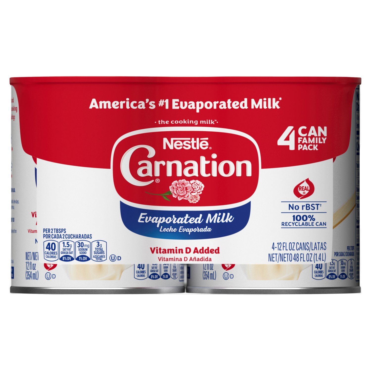 Nestlé Carnation Evaporated Milk Family Pack, 12 fl oz, 4 count Image 1 of 7