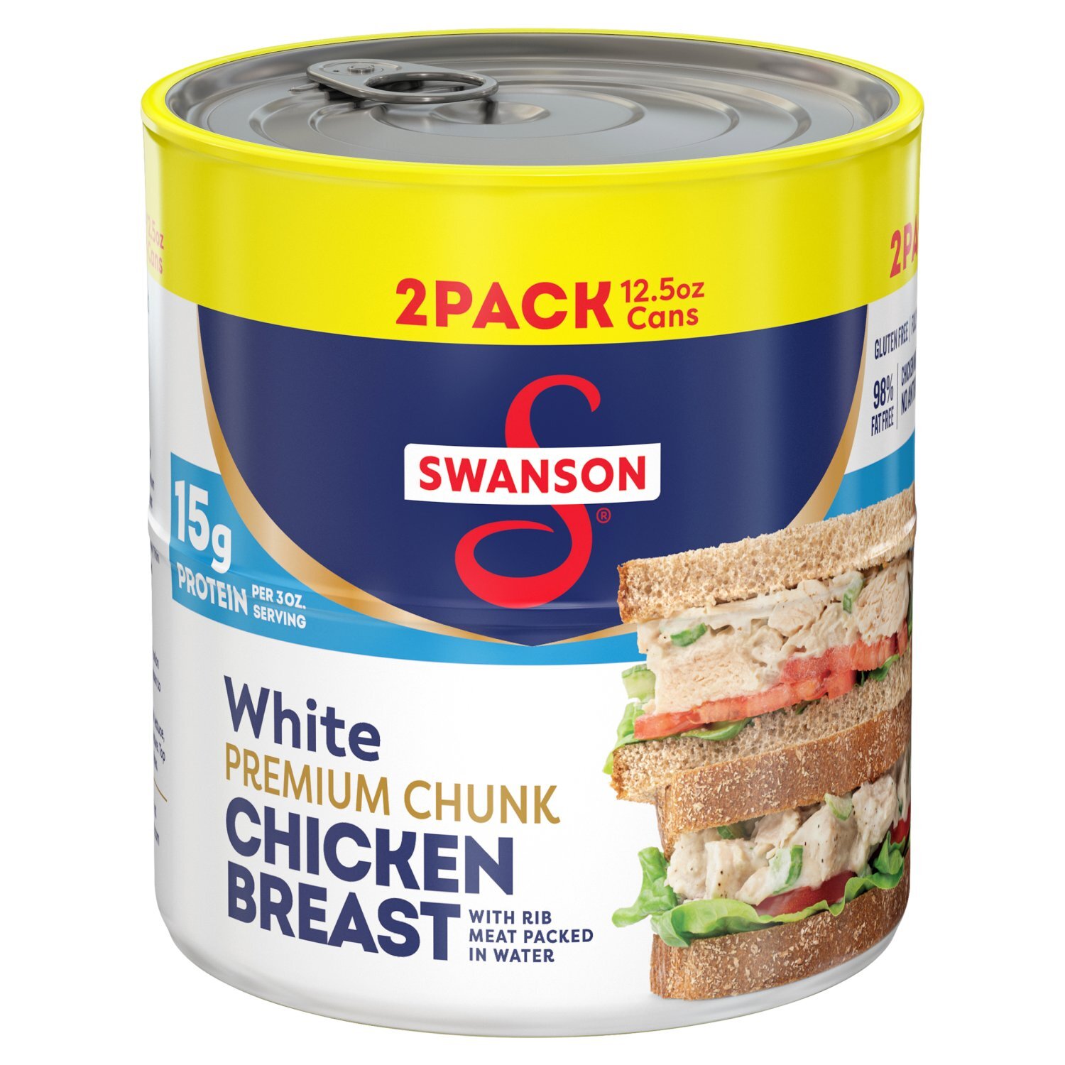 Swanson White Premium Chunk Chicken Breast with Rib Meat, 12.5 oz, 2 count Image 1 of 8
