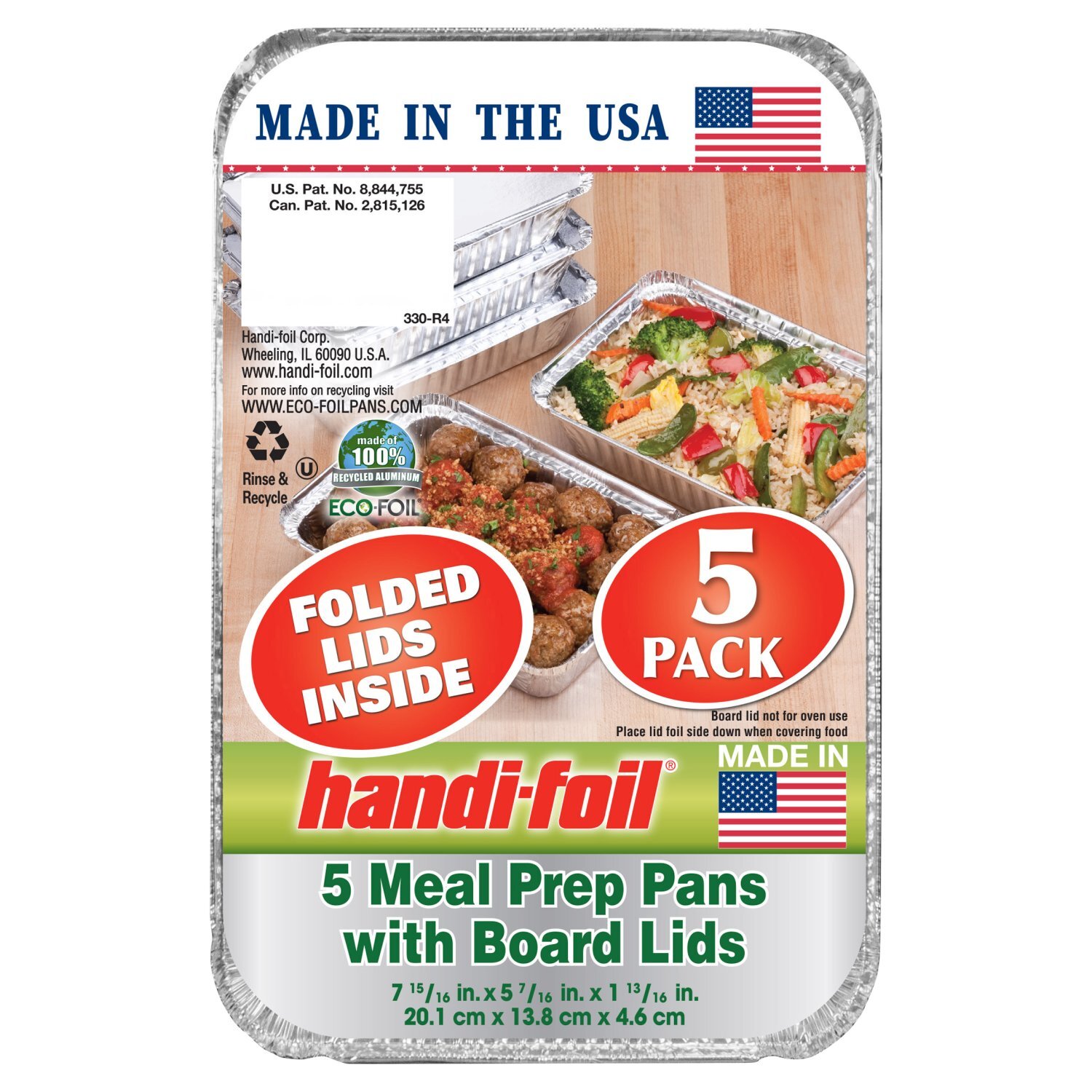 HANDI FOIL MEAL PREP PANS WITH BOARD LIDS 5CT Image 1 of 2