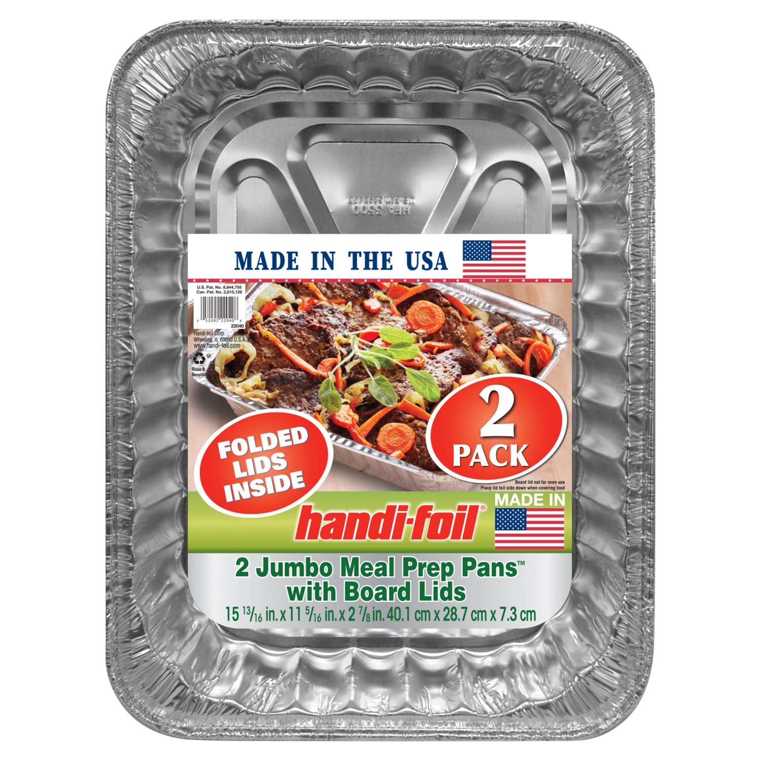 Handi-Foil Jumbo Meal Prep Pans with Board Lids, 2 Count Image 1 of 6