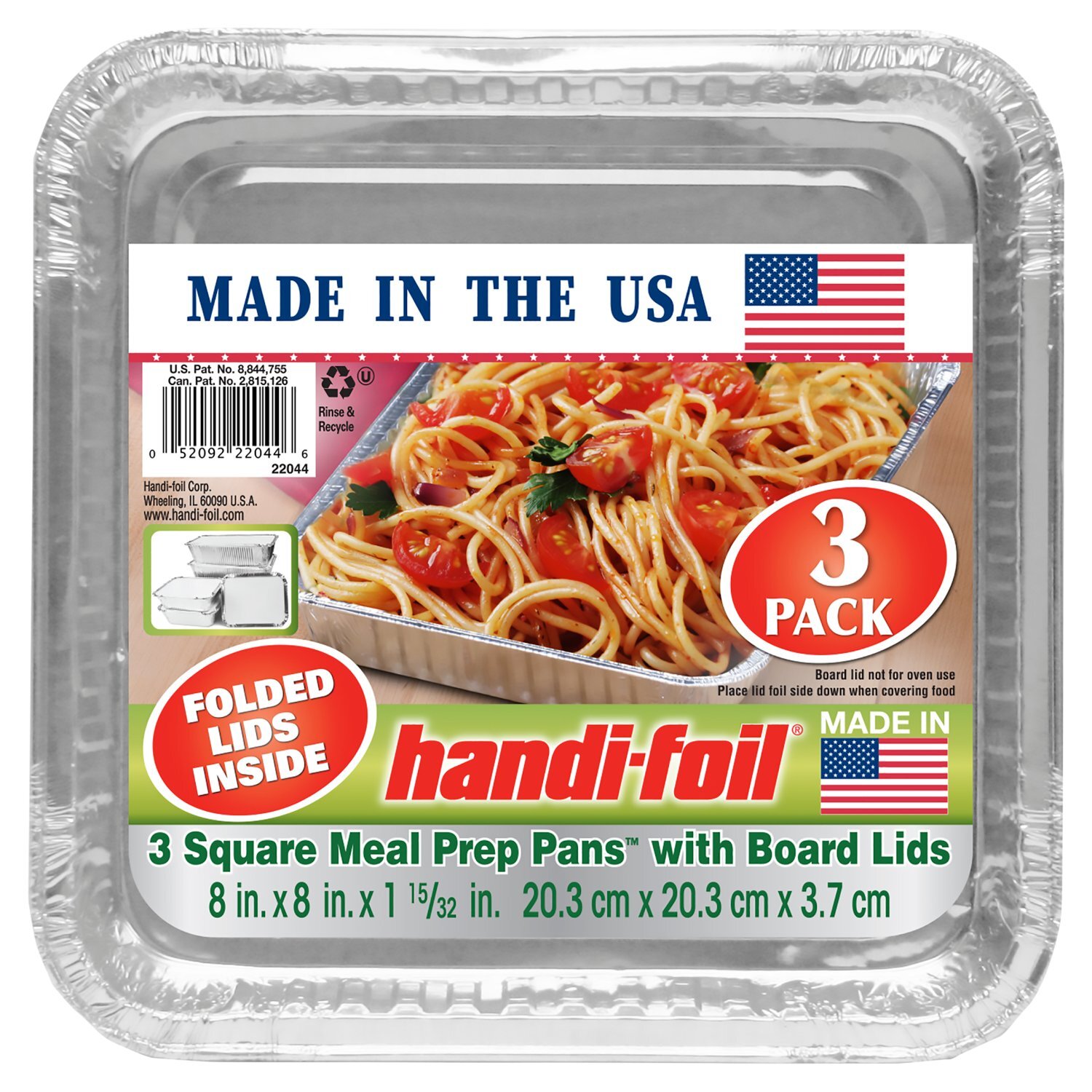 Handi-Foil Square Meal Prep Pans with Board Lids, 3 count Image 1 of 6