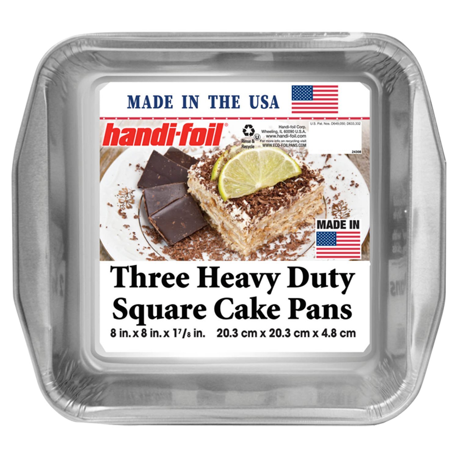 Handi Foil Heavy Duty 8" Sqaure Cake Pans, 3 Count Image 1 of 2