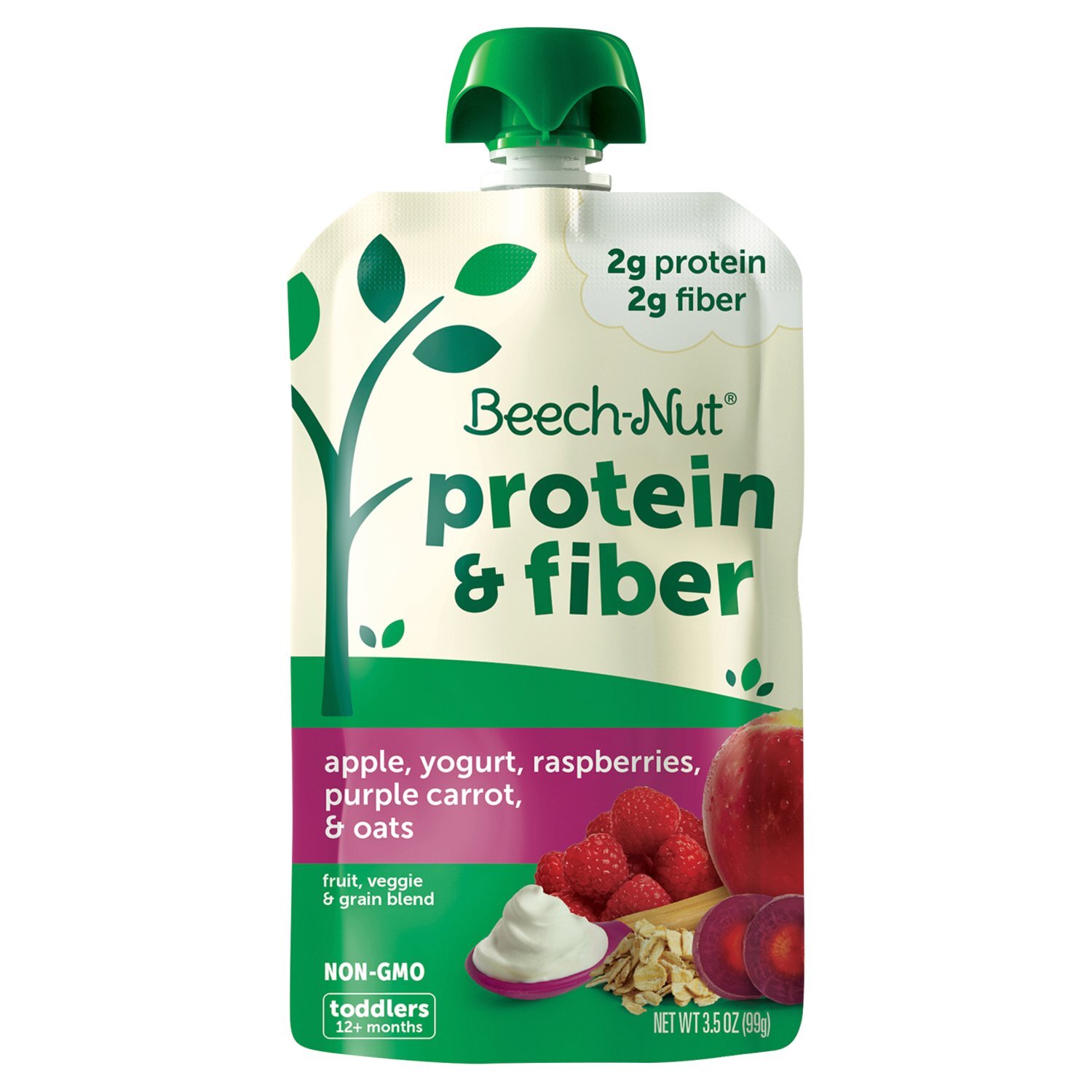 Beech-Nut Protein & Fiber Fruit, Veggie & Grain Blend, Toddlers, 12+ Months, 3.5 oz Image 1 of 6