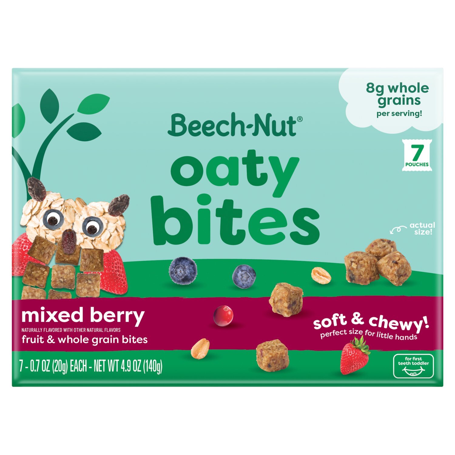 Beech-Nut Oaty Bites Mixed Berry Fruit & Whole Grain Bites, 0.7 oz, 7 count Image 1 of 8