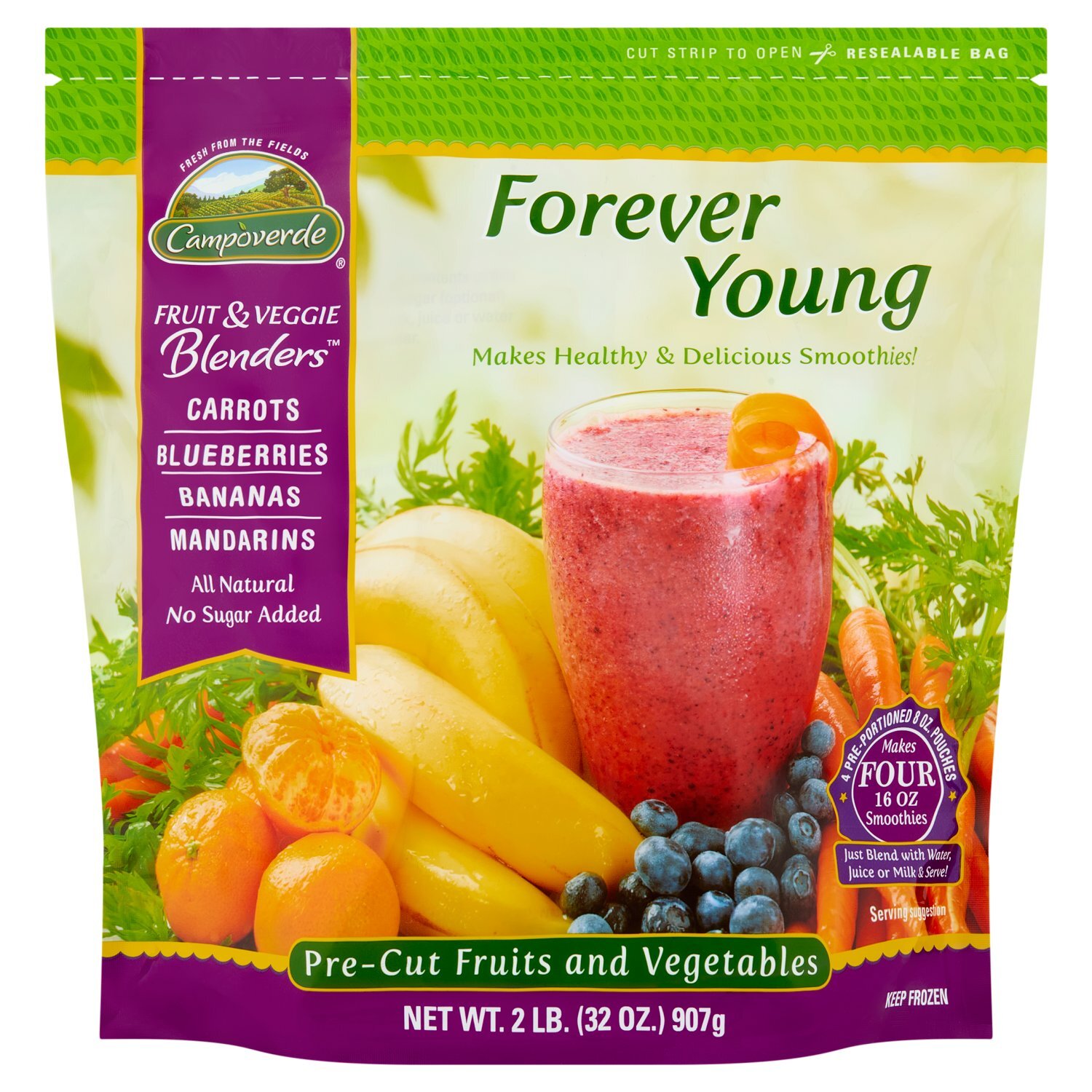 Campoverde Forever Young Pre-Cut Fruits and Vegetables Blenders, 32 oz Image 1 of 7