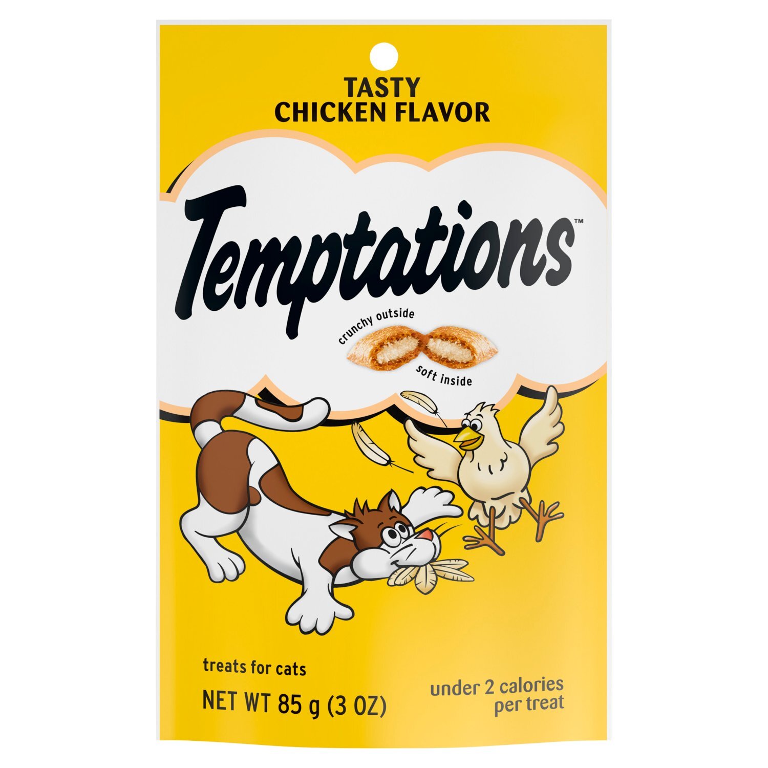 TEMPTATIONS Classic Crunchy and Soft Cat Treats Tasty Chicken Flavor, 3 oz. Pouch Image 1 of 10