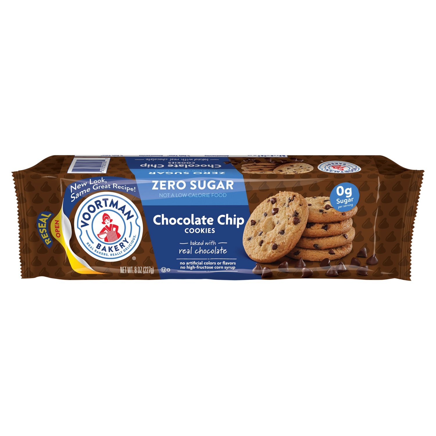 クッキー Voortman Bakery Zero Sugar Chocolate Chip Cookies, 8 oz - The