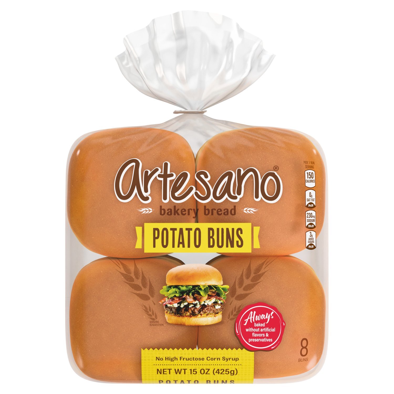 Artesano Potato Buns, 8 count, 15 oz Image 1 of 8