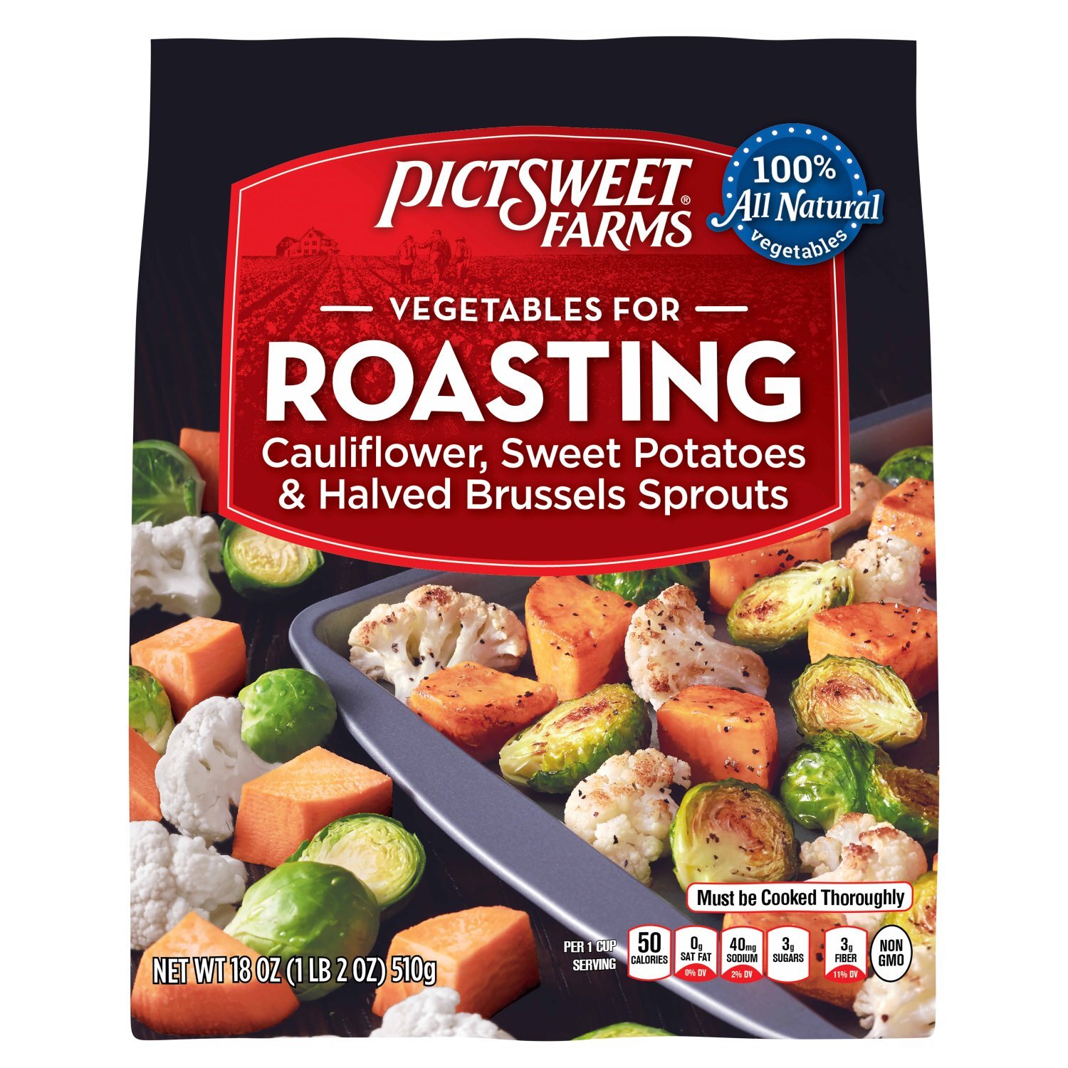 Pictsweet Farms Vegetables for Roasting Cauliflower, Sweet Potatoes & Halved Brussels Sprouts, 18 oz Image 1 of 8