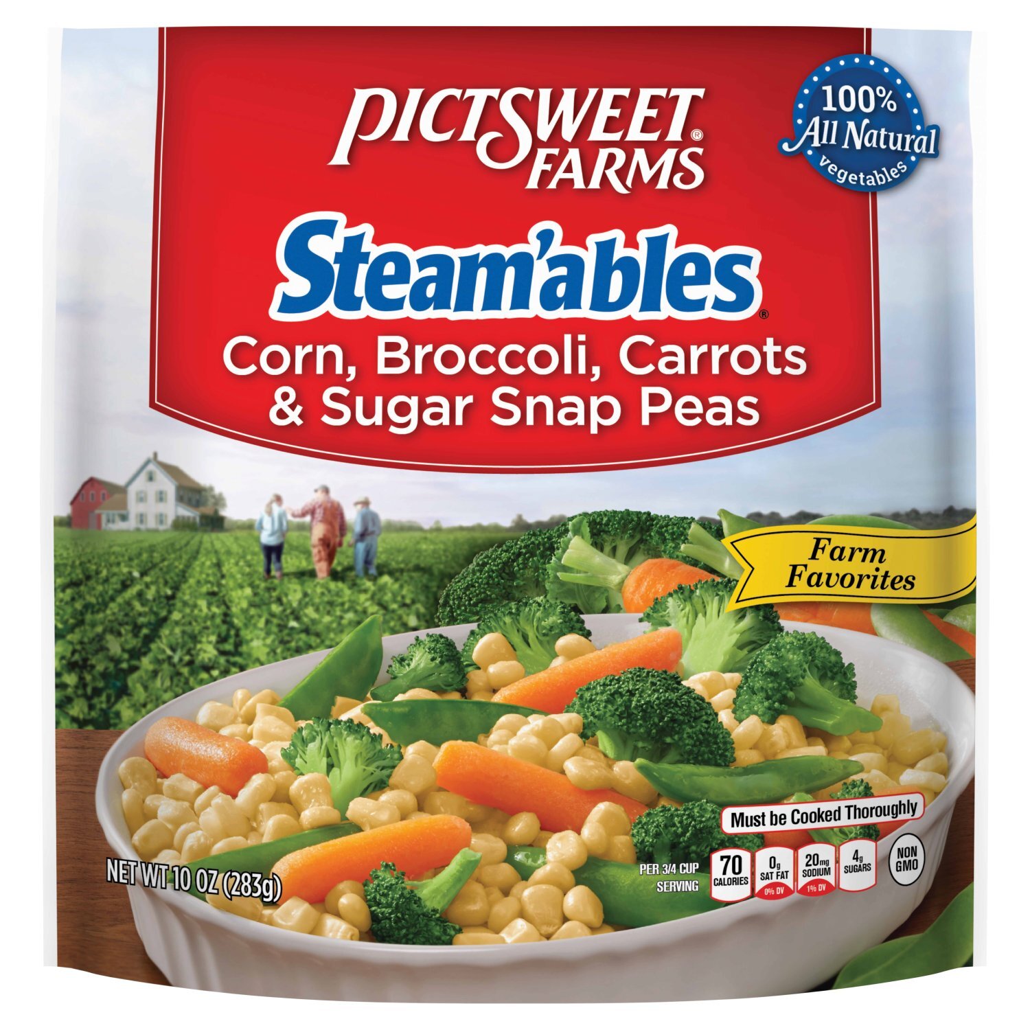 Pictsweet Farms Steam'ables Corn, Broccoli, Carrots & Sugar Snap Peas, 10 oz Image 1 of 6