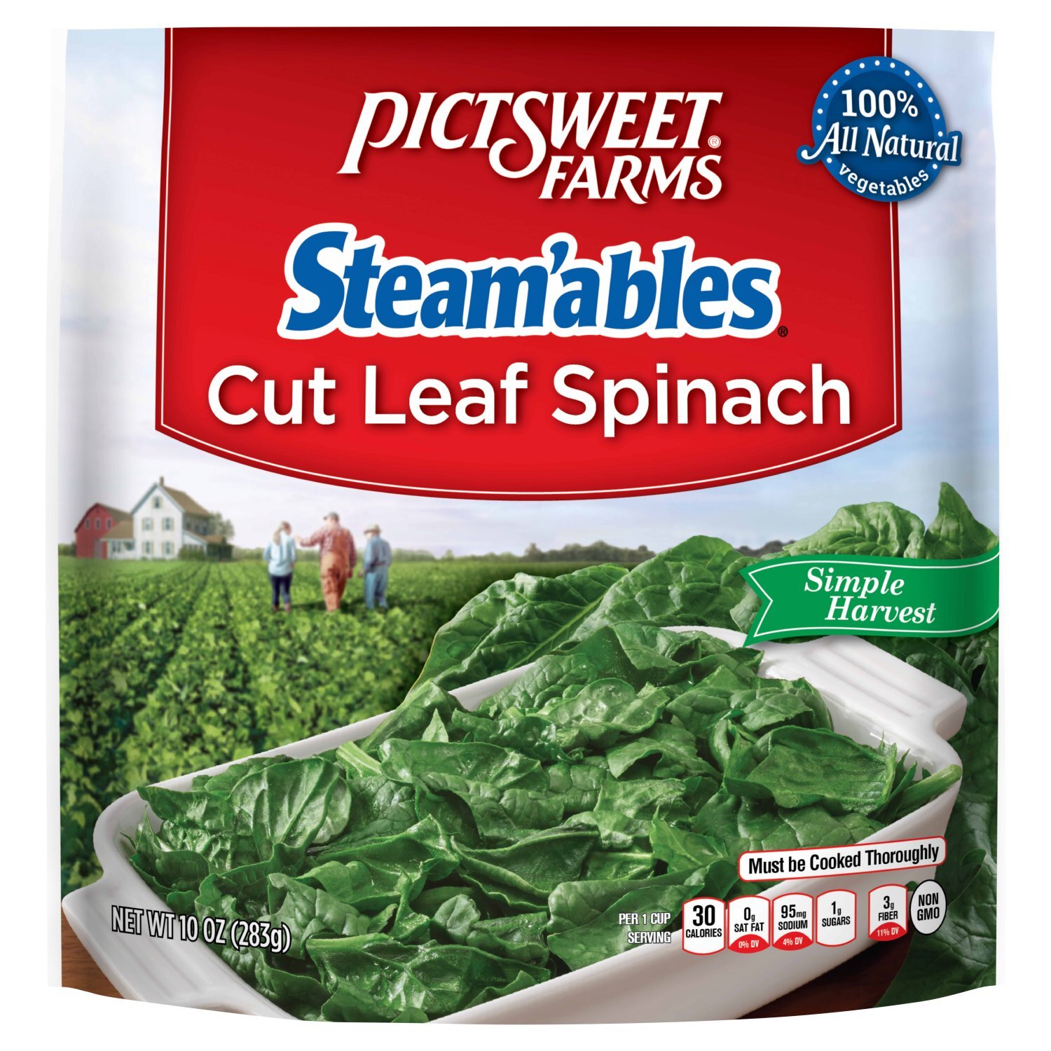 Pictsweet Farms Steam'ables Cut Leaf Spinach, 10 oz Image 1 of 6