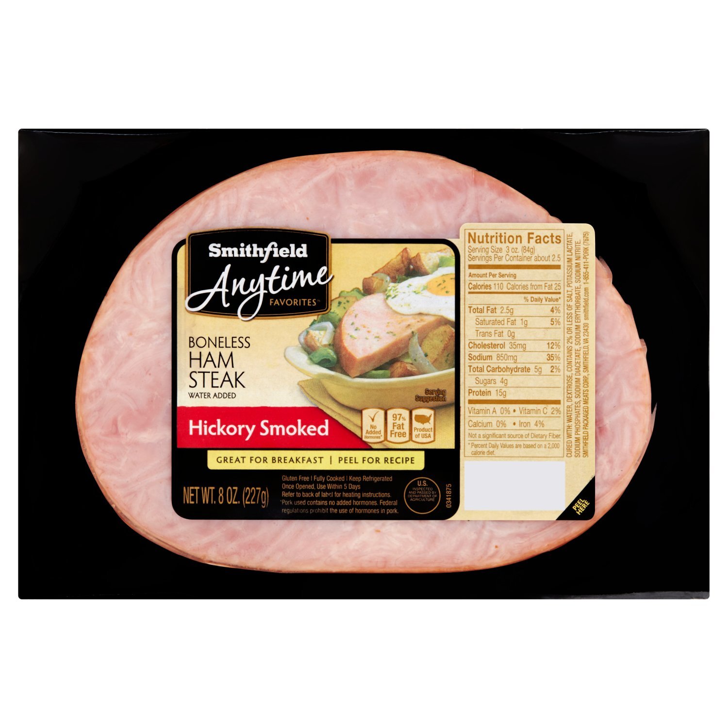 Smithfield Anytime Favorites Hickory Smoked Boneless Ham Steak, 8 oz Image 1 of 5
