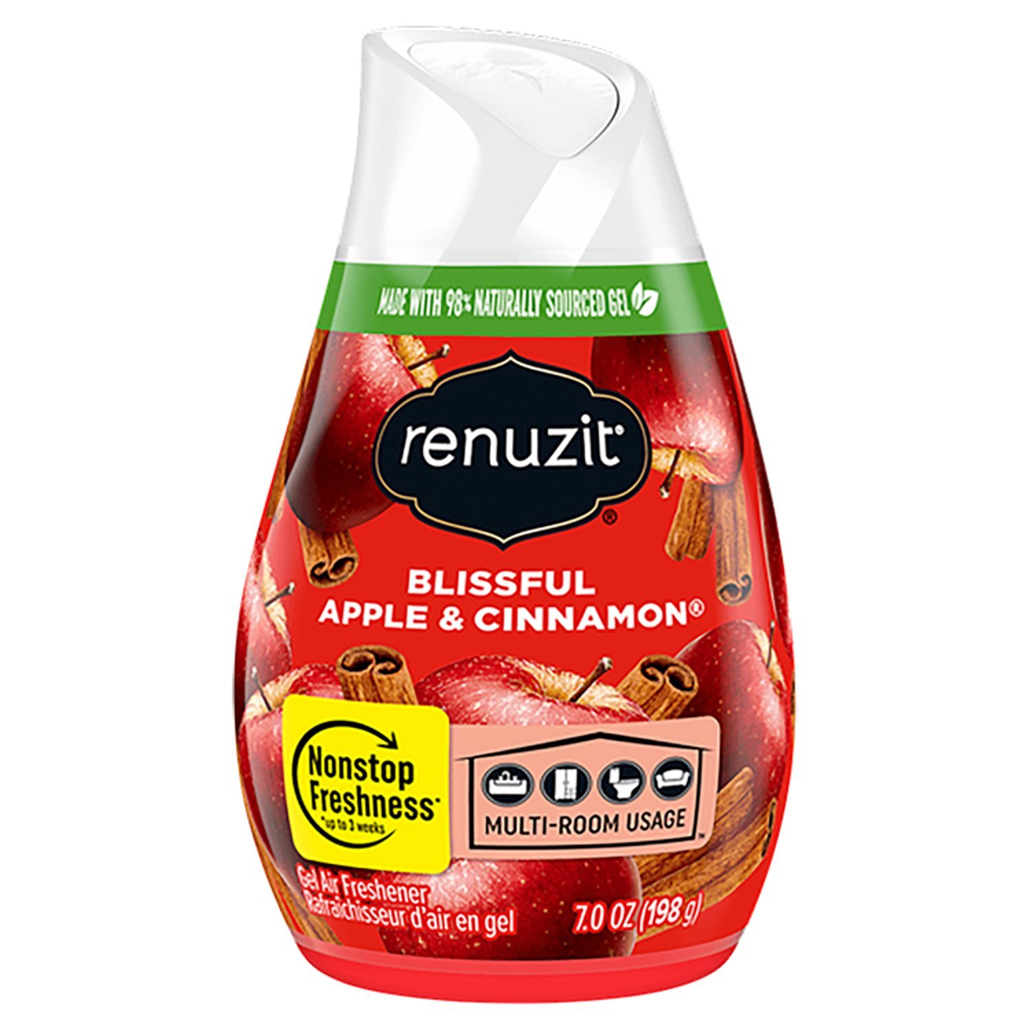 Renuzit Blissful Apple & Cinnamon Gel Air Freshener, 7.0 oz - The