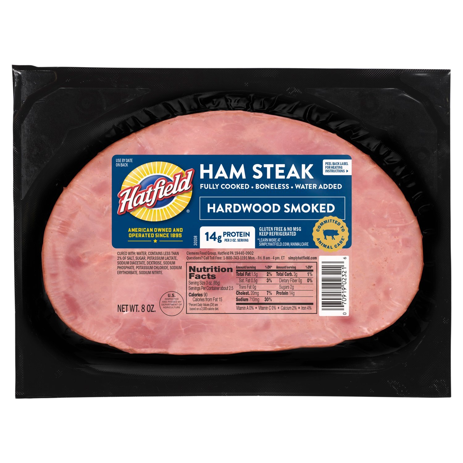 Hatfield Hardwood Smoked Ham Steak, 8 oz Image 1 of 4
